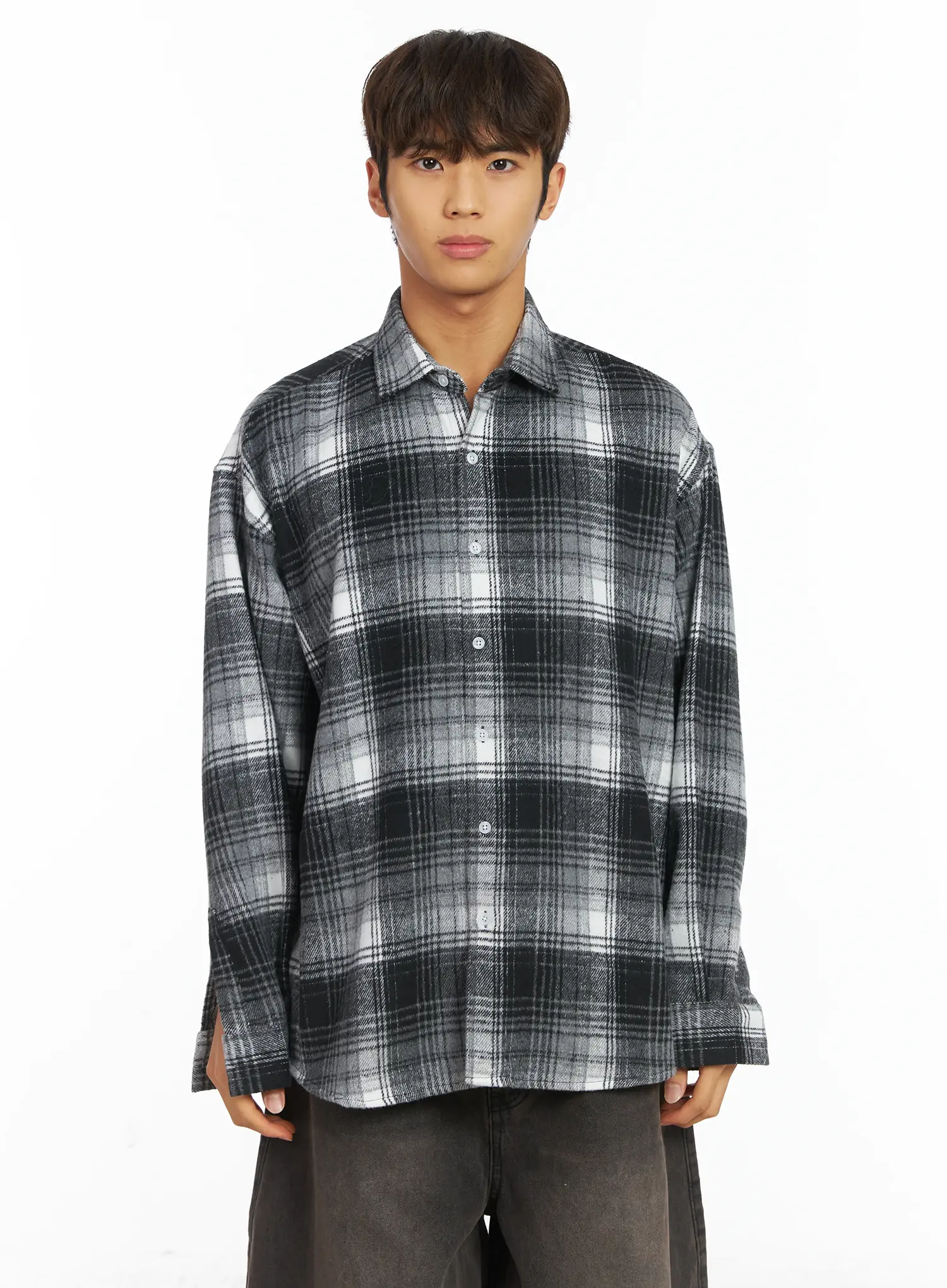 Men's Plaid Button-Up Shirt IJ514 - Image 12