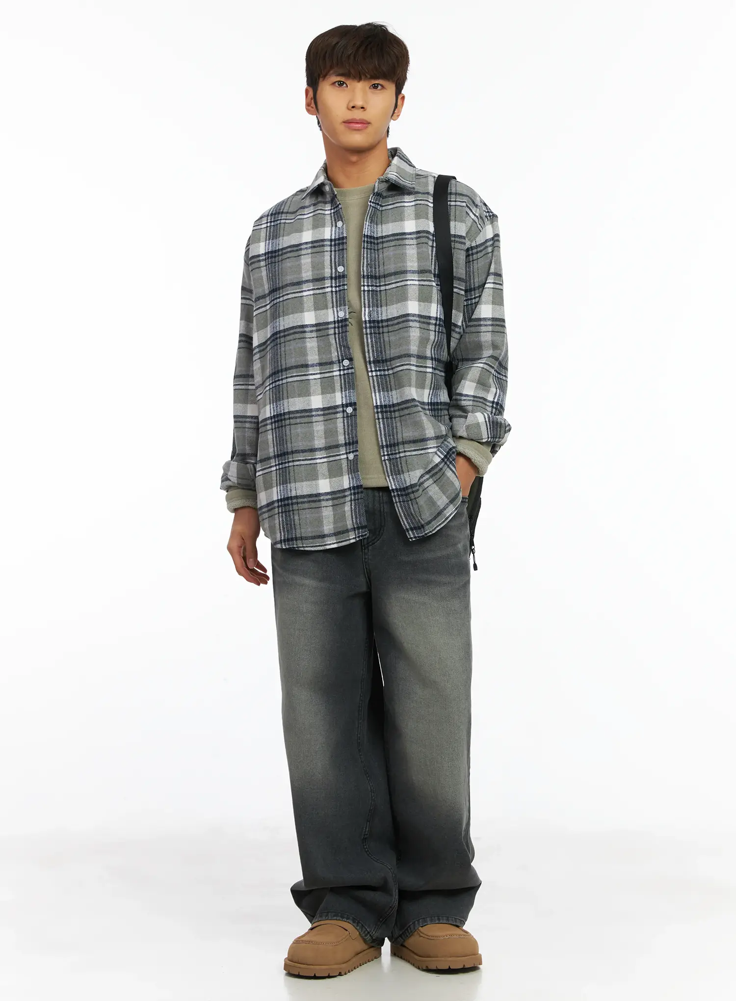 Men's Plaid Button-Up Shirt IJ514 - Image 2