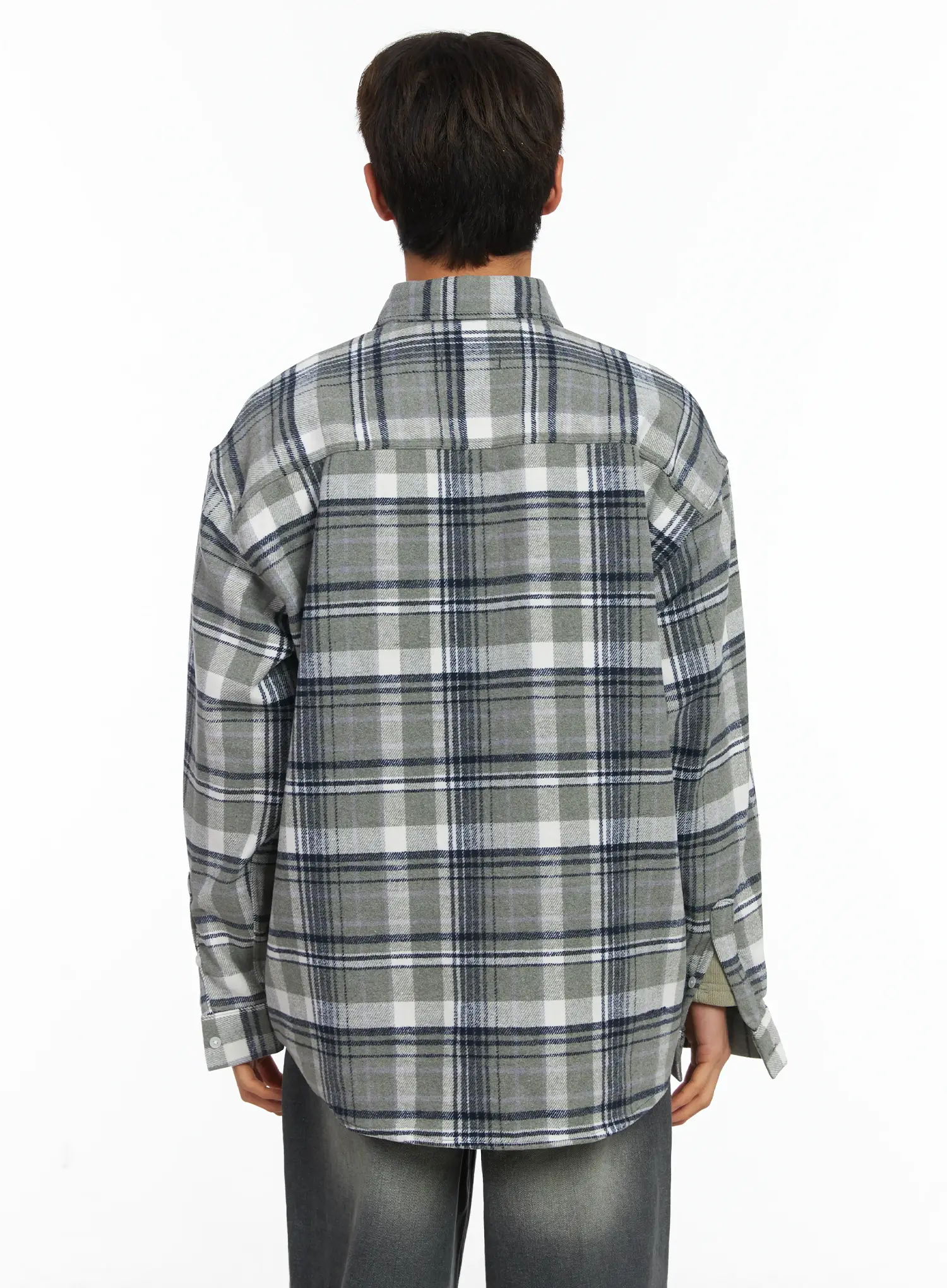 Men's Plaid Button-Up Shirt IJ514 - Image 5