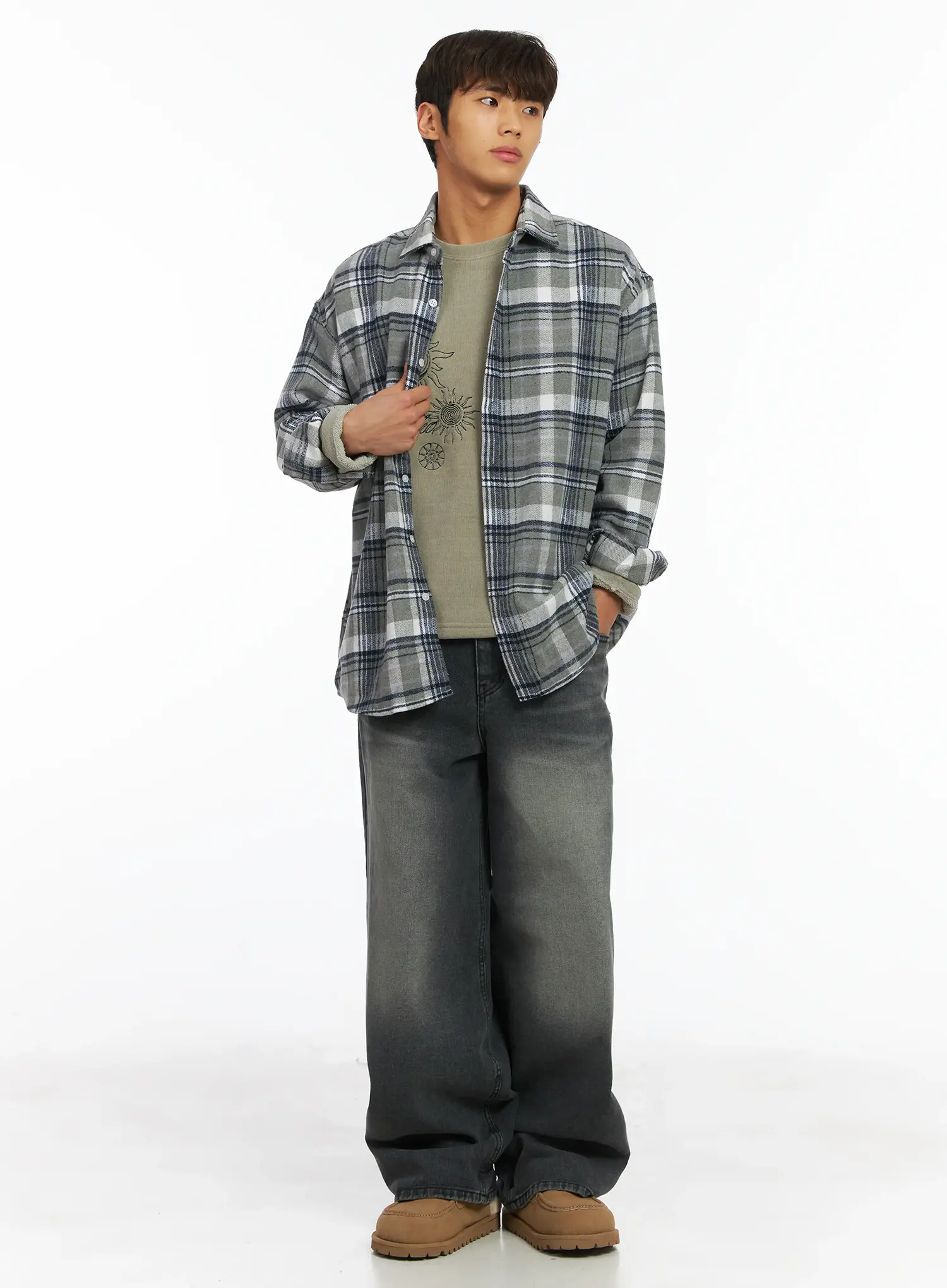 Men's Plaid Button-Up Shirt IJ514 - Image 8