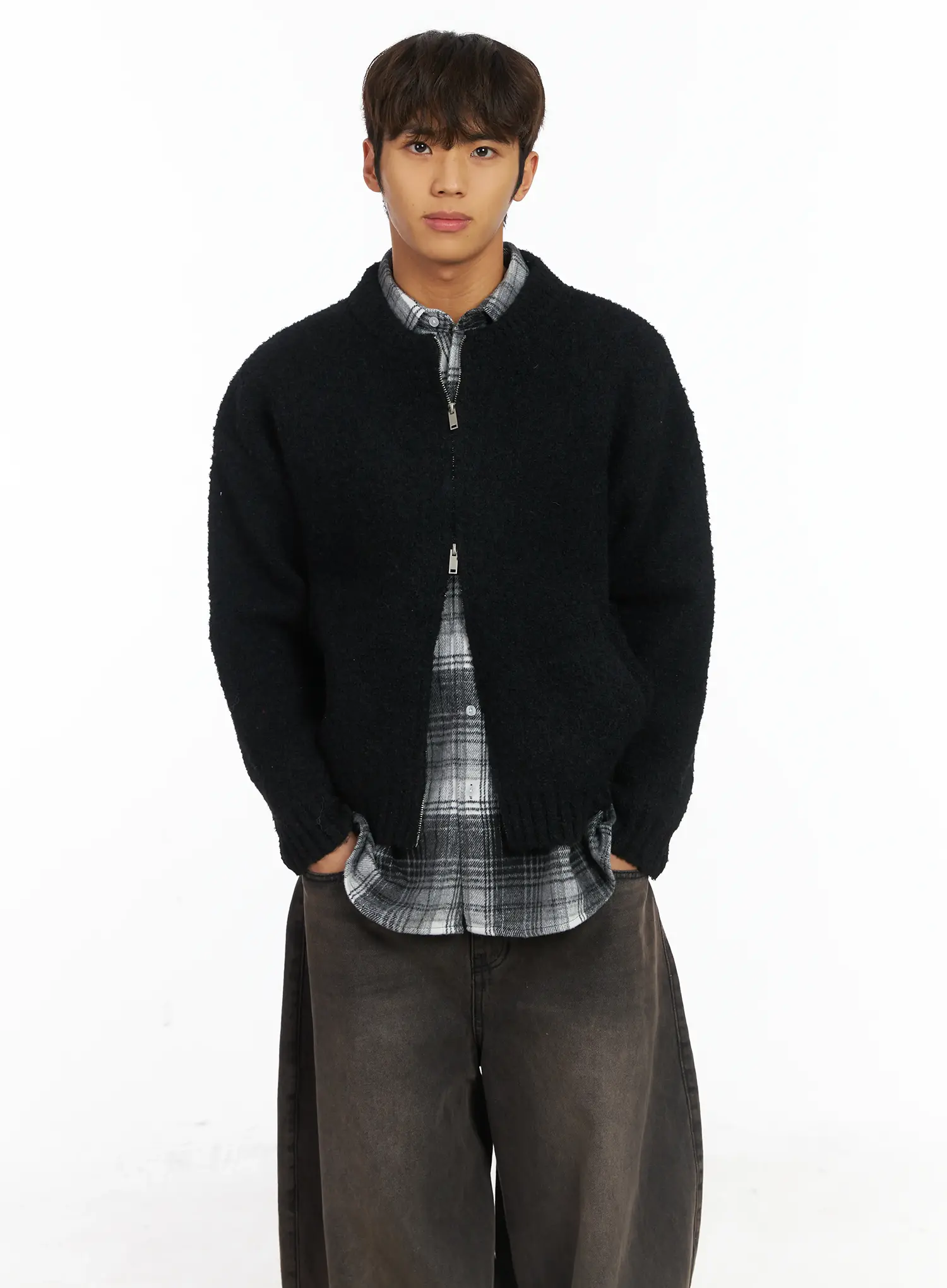 Men's Plaid Button-Up Shirt IJ514 - Image 9