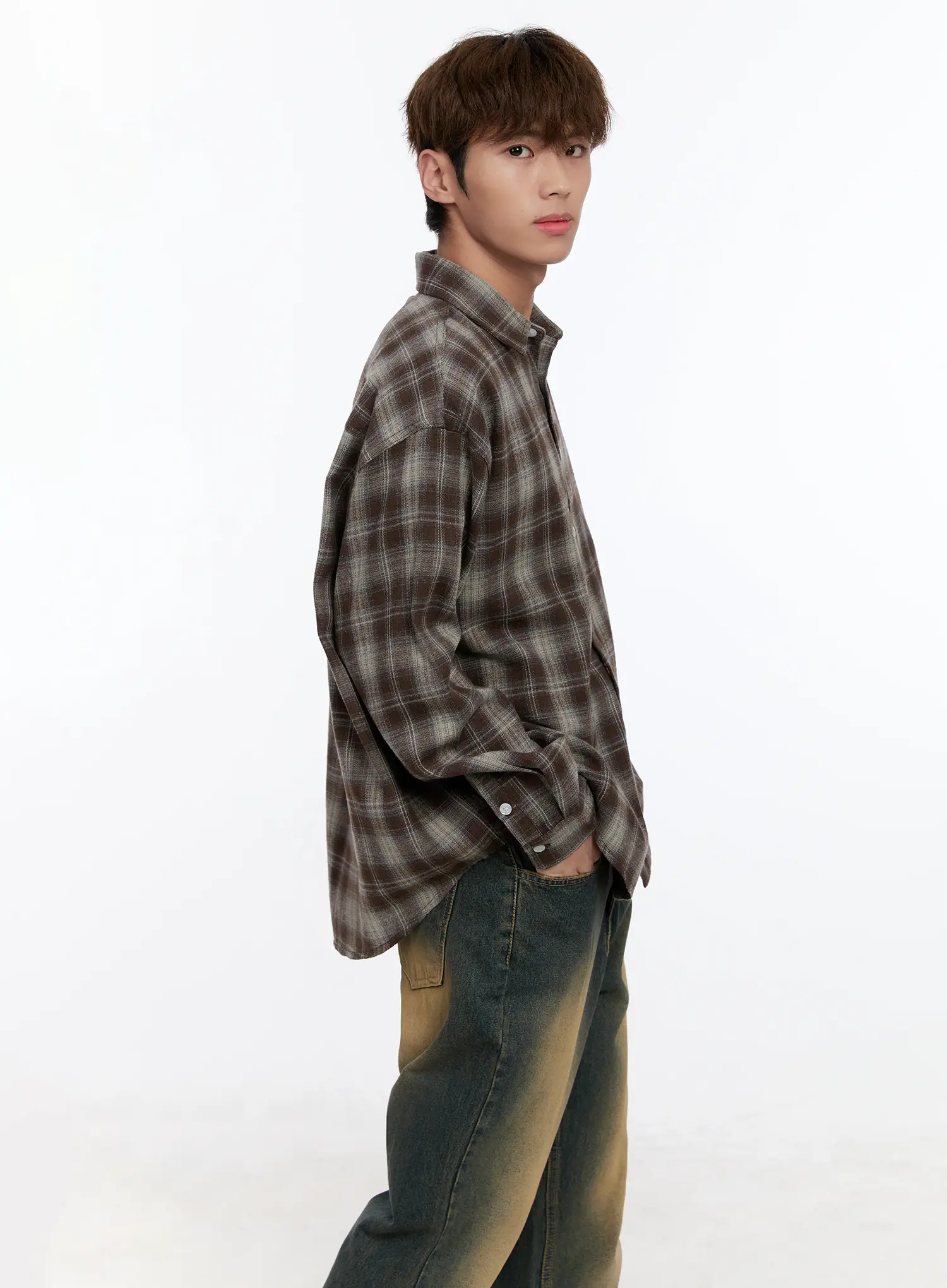 Men's Plaid Button-Up Shirt IN512