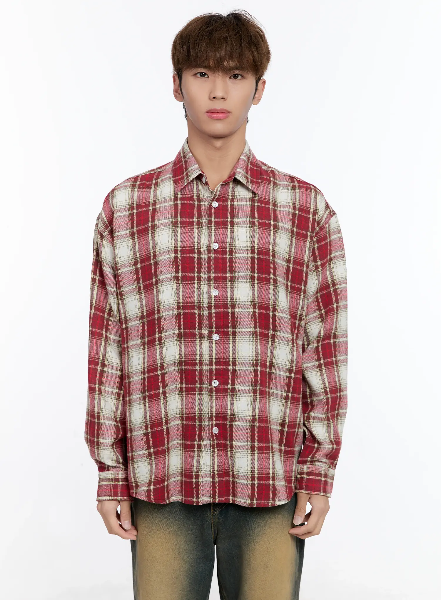 Men's Plaid Button-Up Shirt IN512 - Image 12