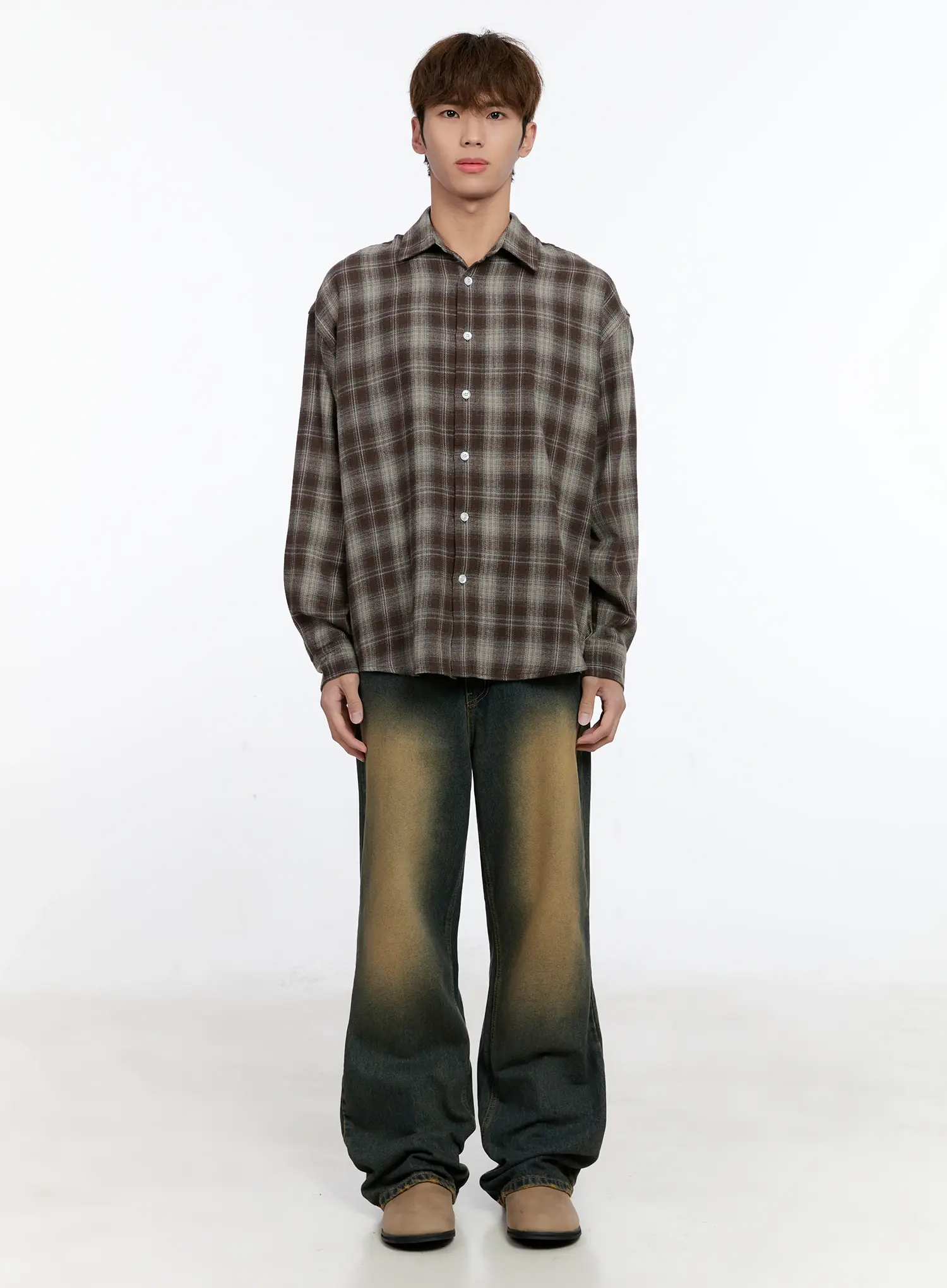 Men's Plaid Button-Up Shirt IN512 - Image 3