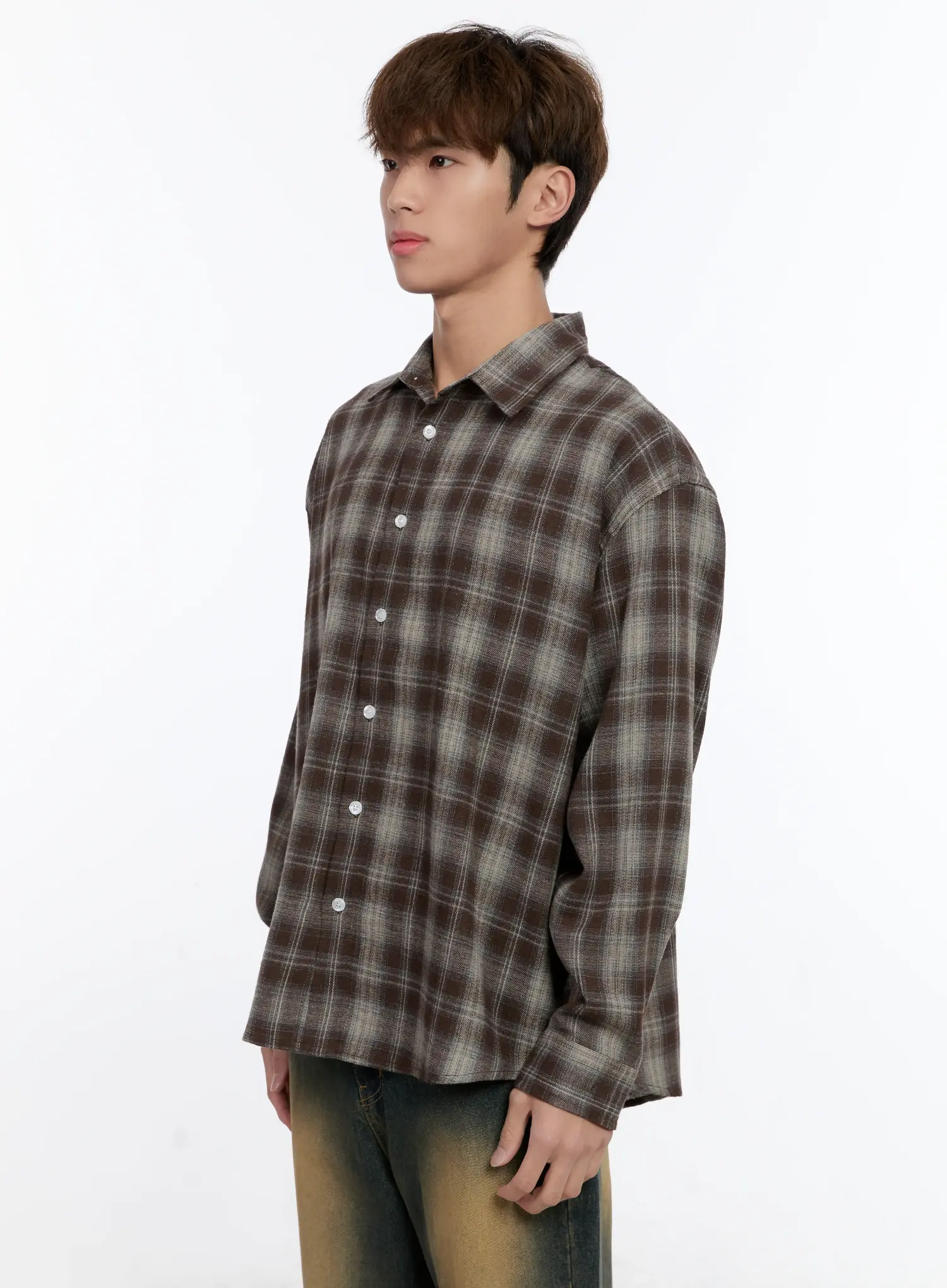Men's Plaid Button-Up Shirt IN512 - Image 4