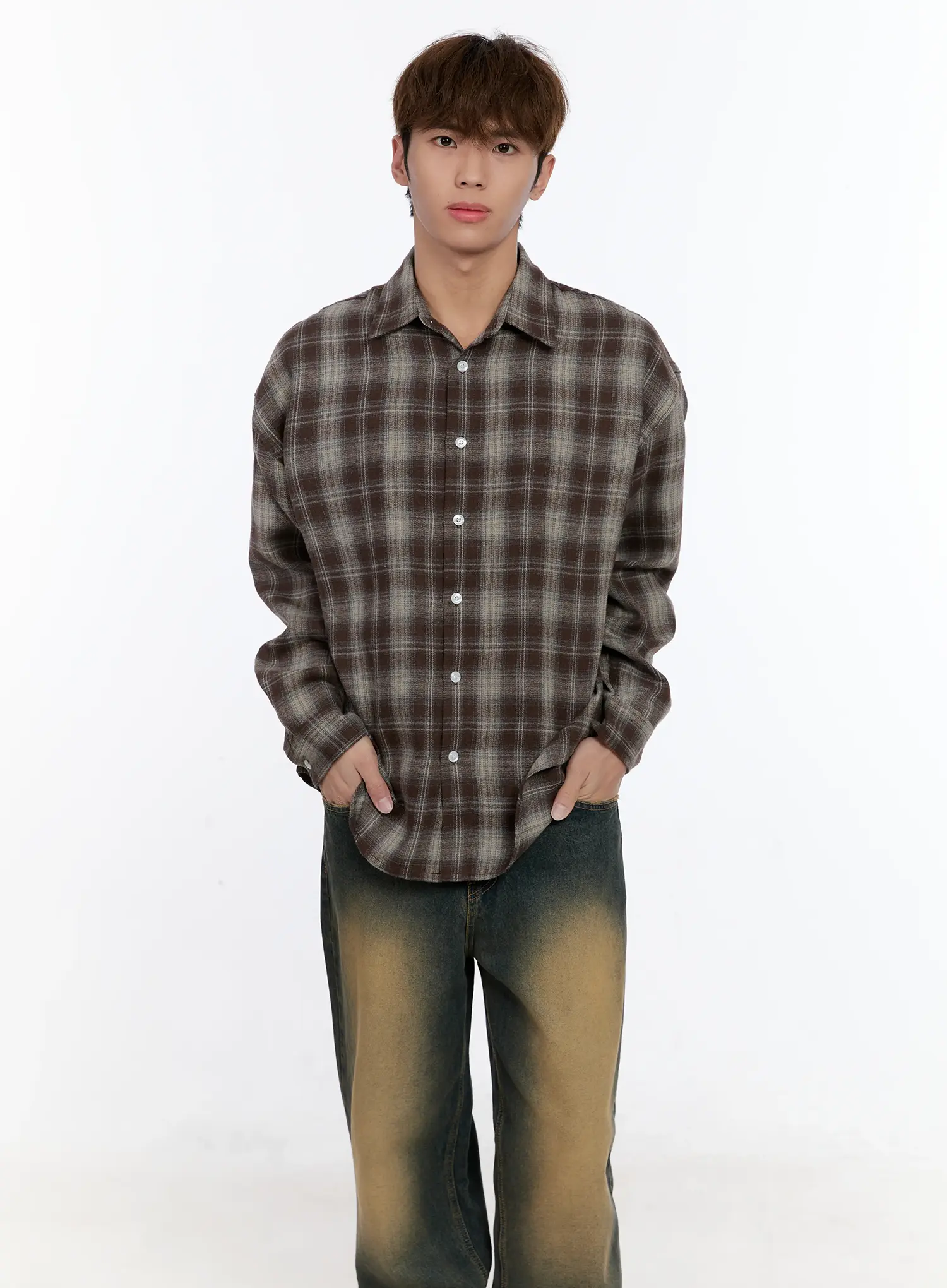 Men's Plaid Button-Up Shirt IN512 - Image 6