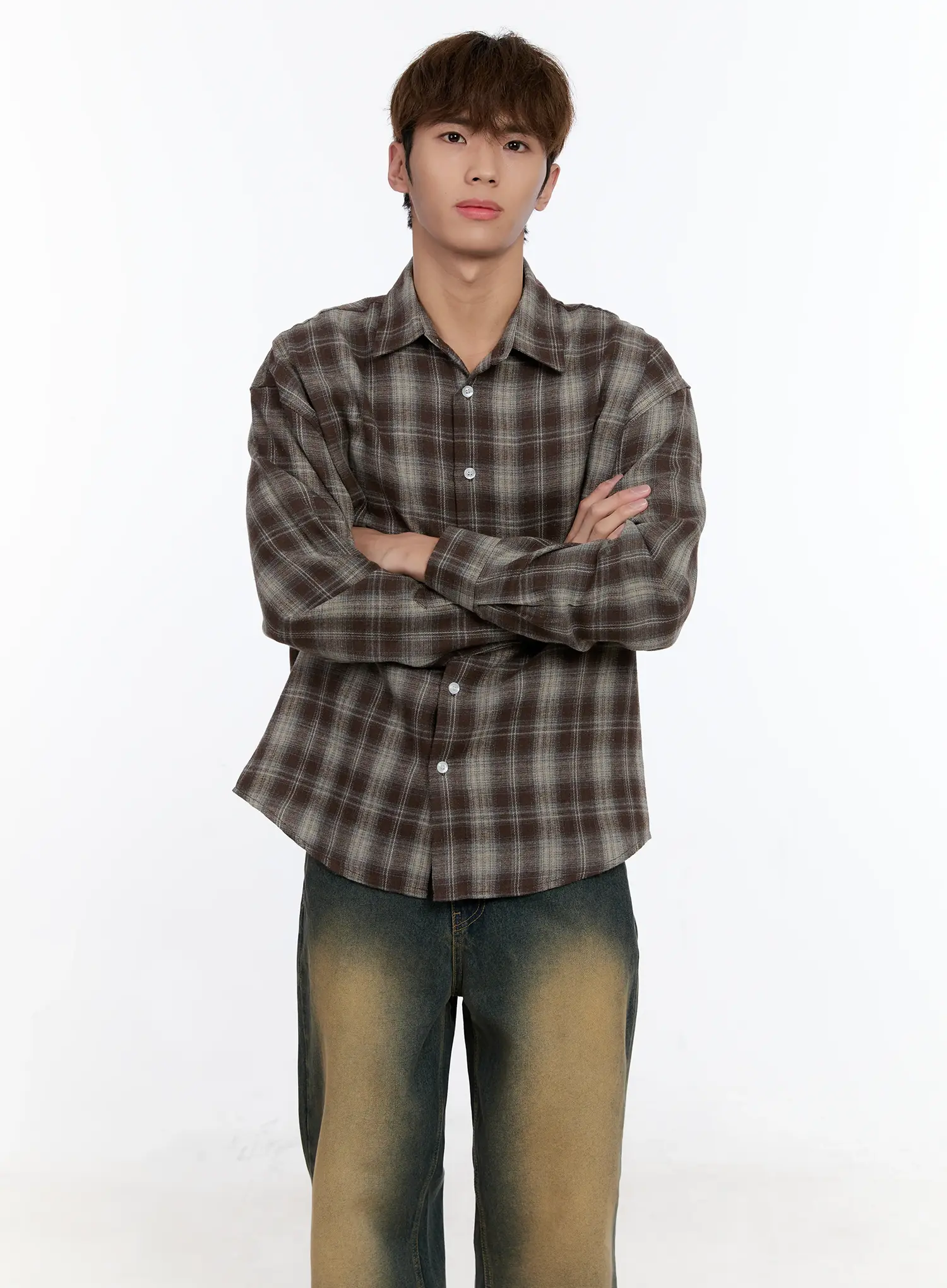 Men's Plaid Button-Up Shirt IN512 - Image 7