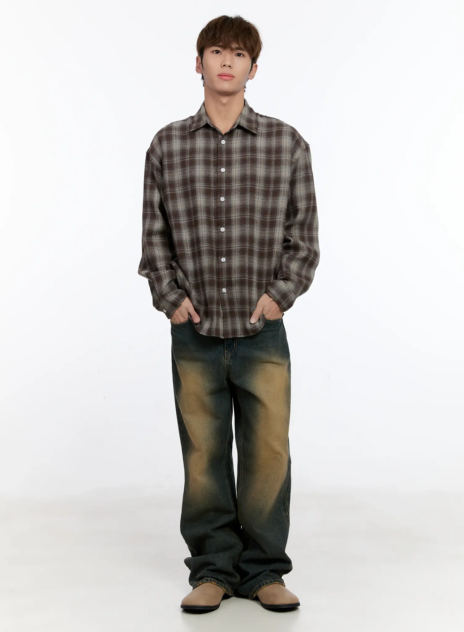 Men's Plaid Button-Up Shirt IN512 - Image 8