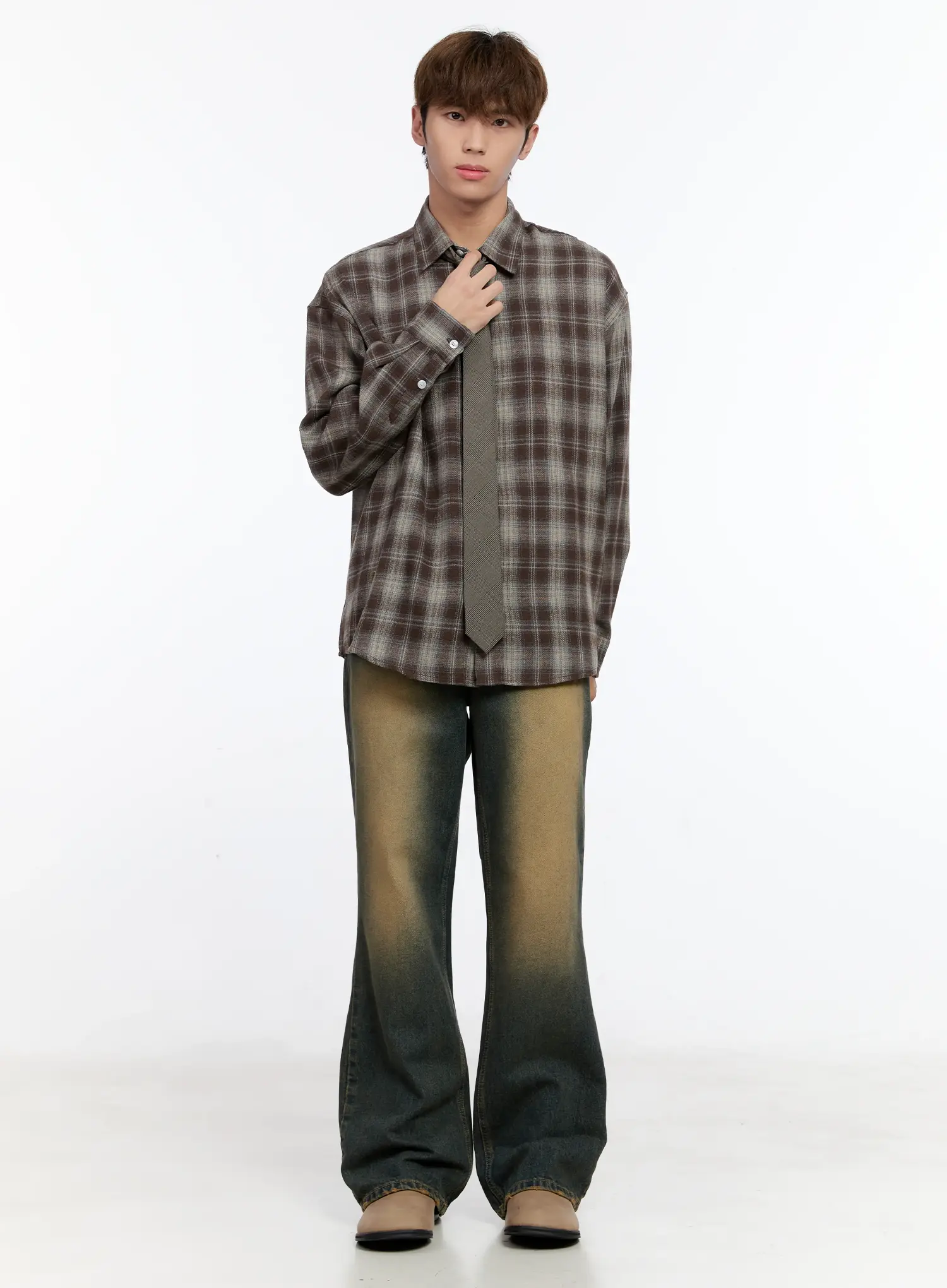 Men's Plaid Button-Up Shirt IN512 - Image 9