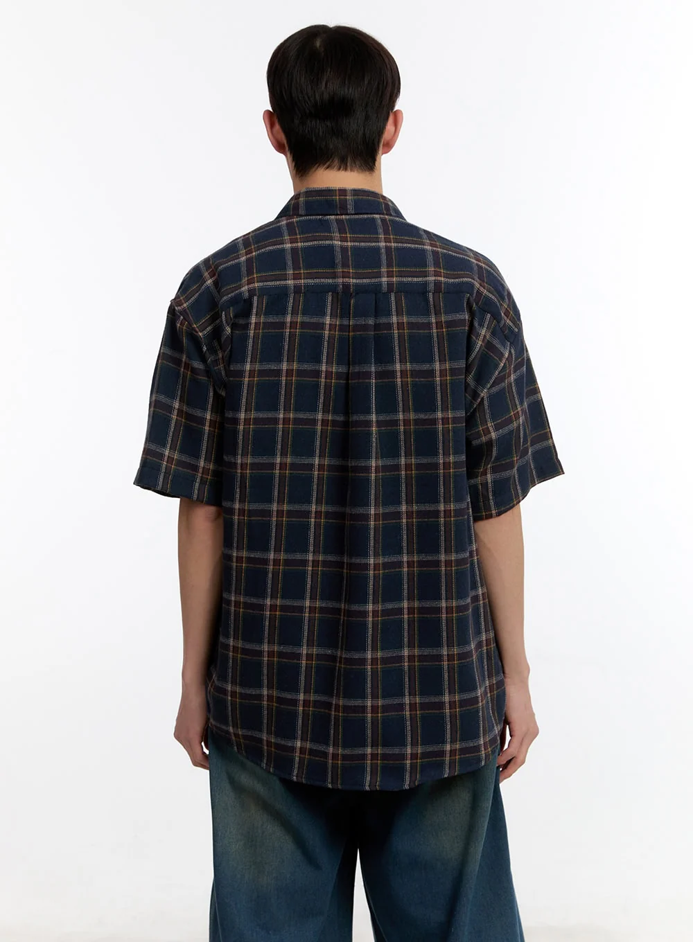 Men's Plaid Collared Oversized Shirt IA507 - Image 6