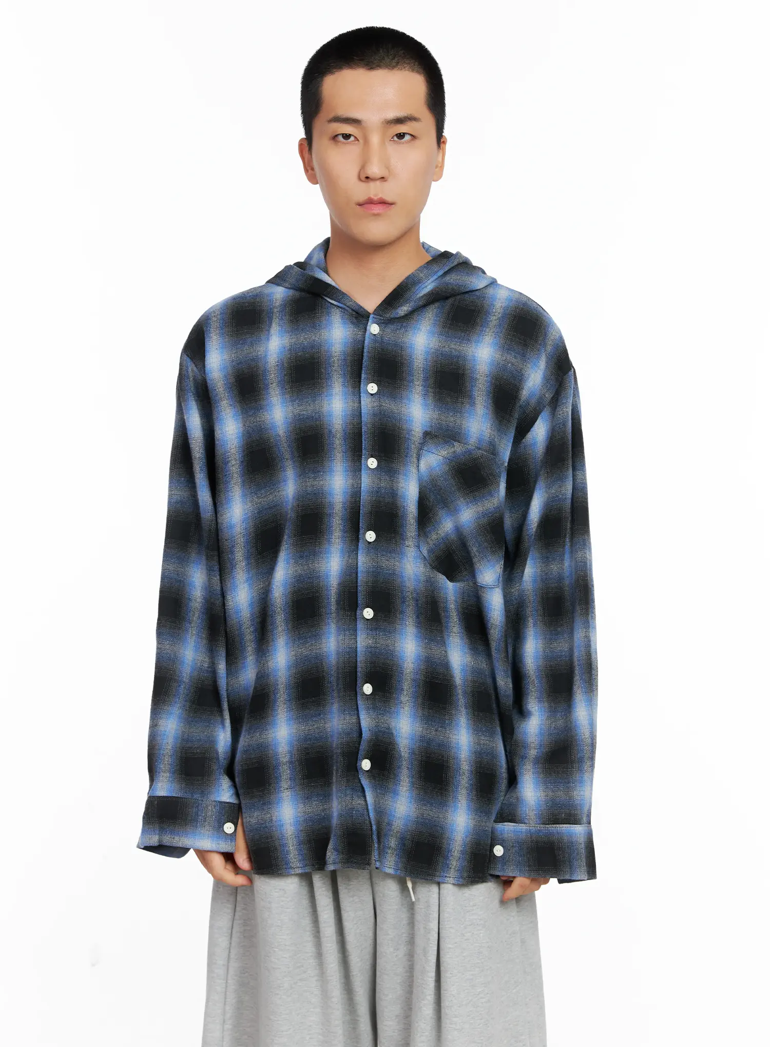 Men's Plaid Flannel Hooded Shirt IG529 - Image 16