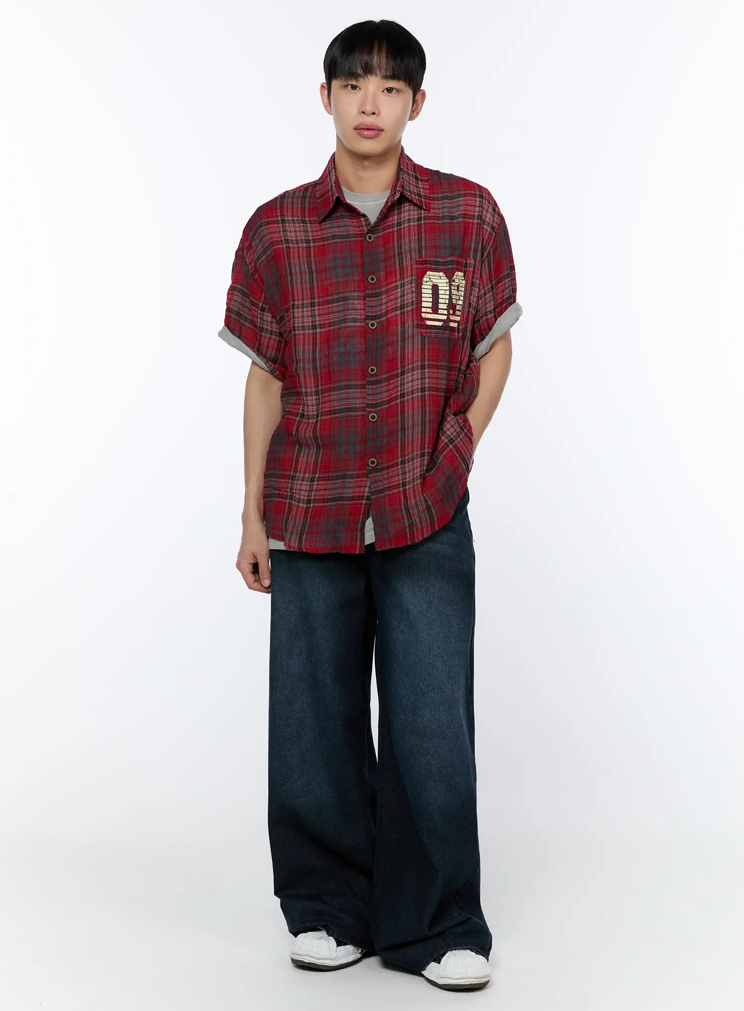 Men's Plaid Graphic Short Sleeve Shirt IA520