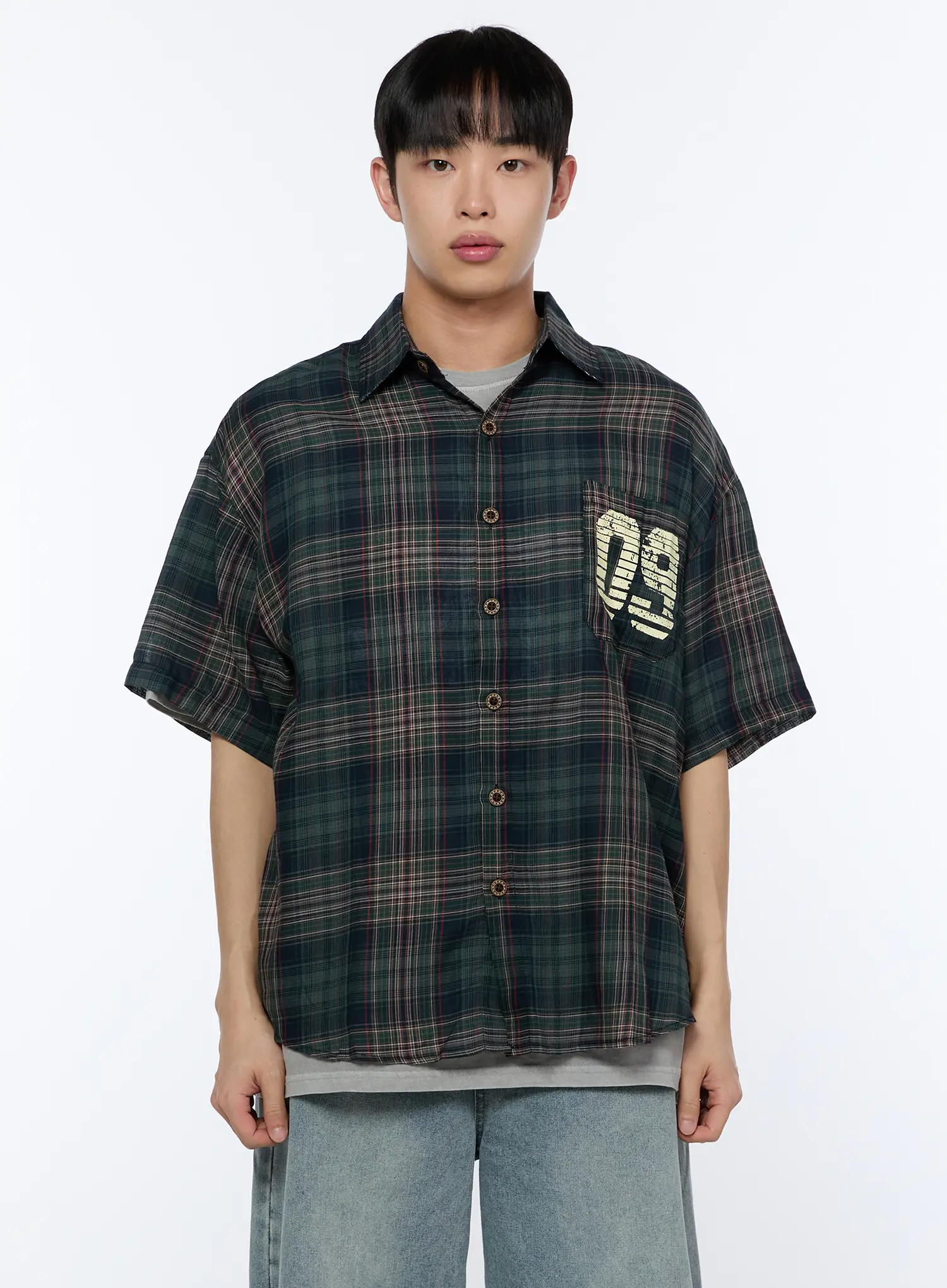 Men's Plaid Graphic Short Sleeve Shirt IA520 - Image 11