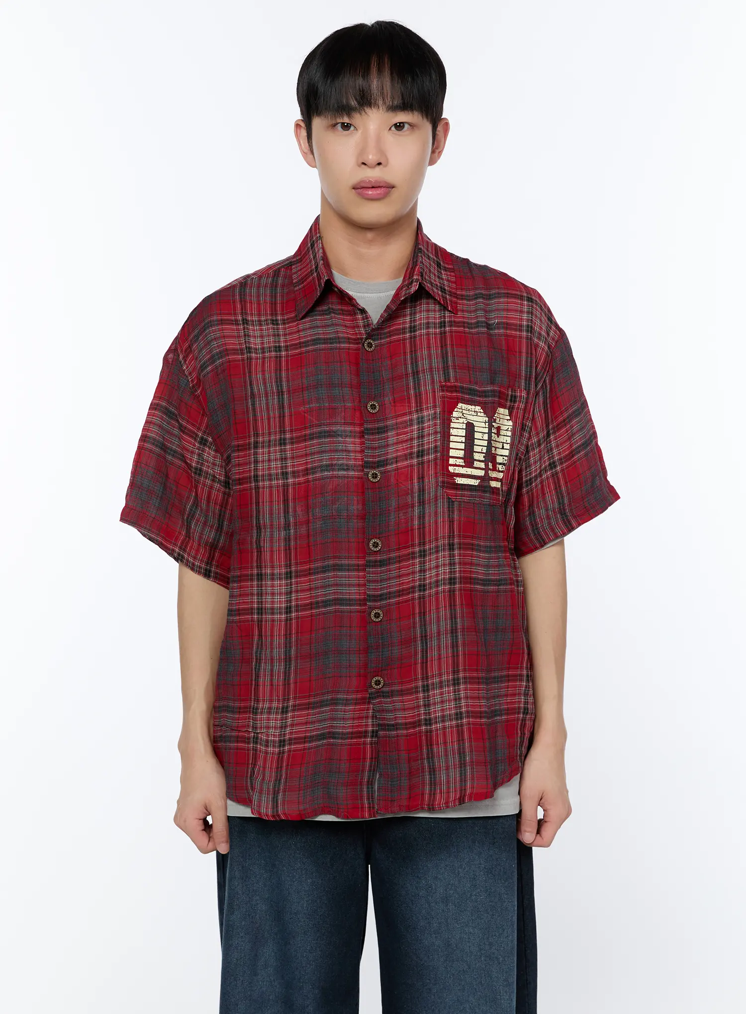 Men's Plaid Graphic Short Sleeve Shirt IA520 - Image 12