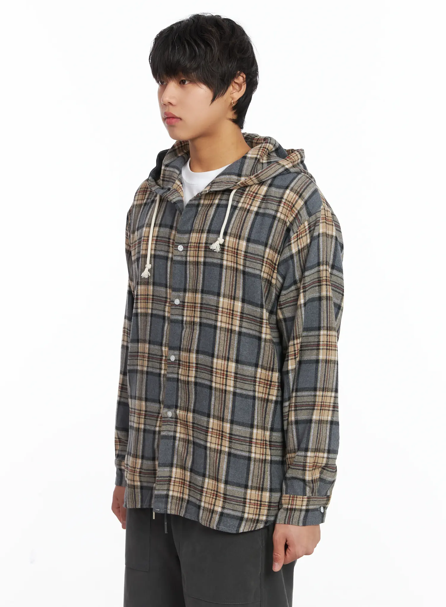 Men's Plaid Hooded Flannel IJ512 - Image 4