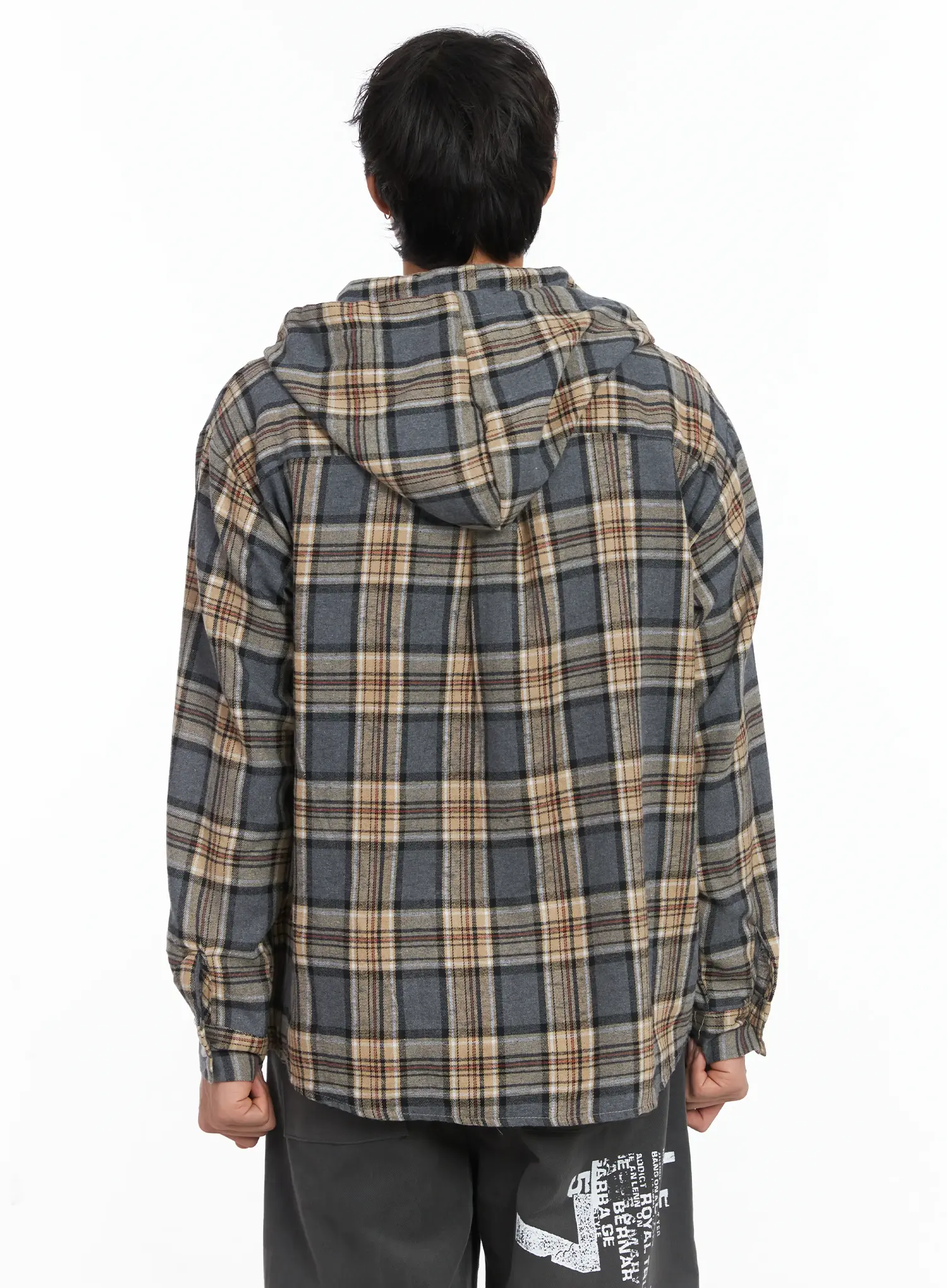 Men's Plaid Hooded Flannel IJ512 - Image 5