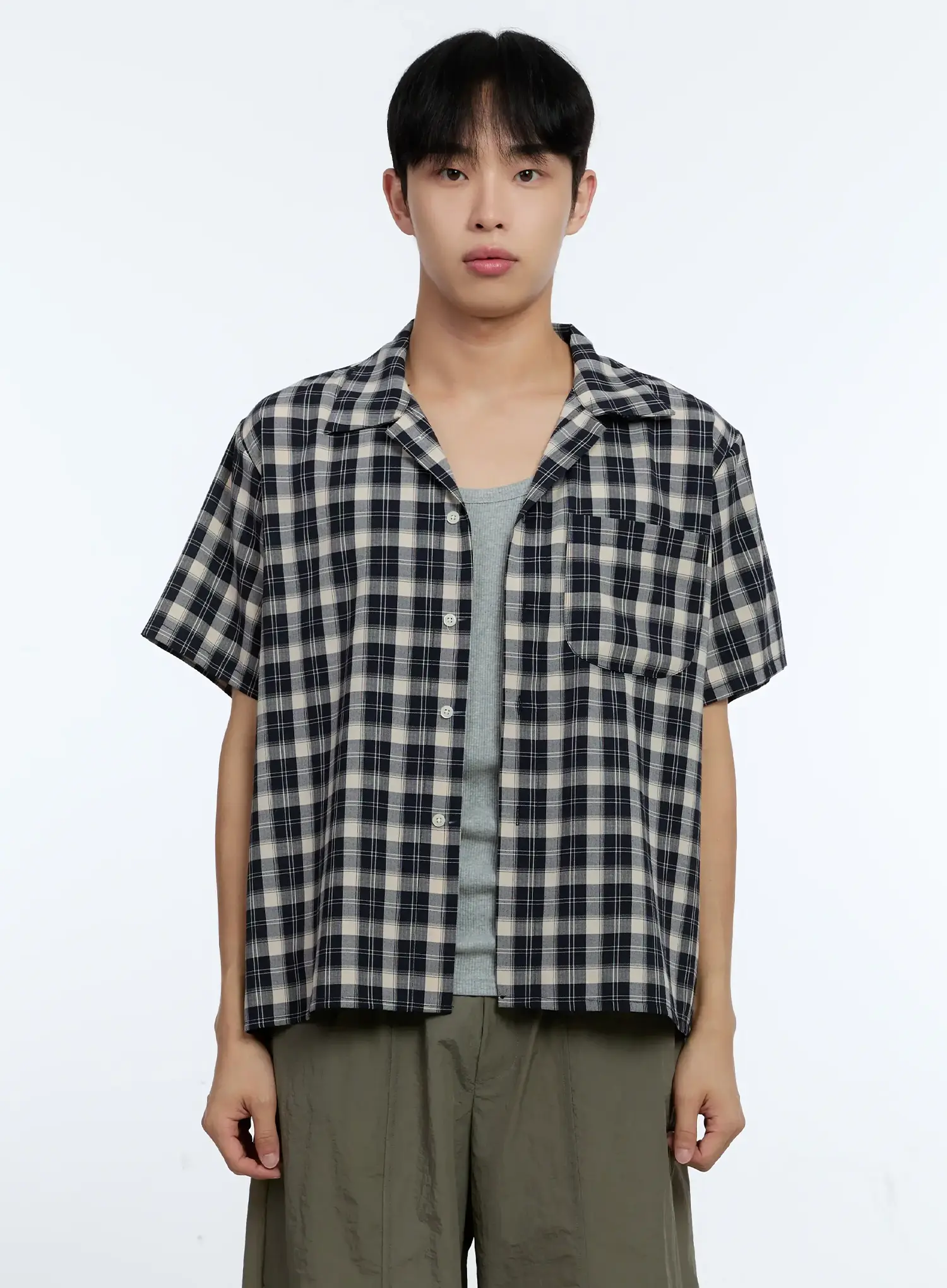 Men's Plaid Short Sleeve Shirt IG519 - Image 11