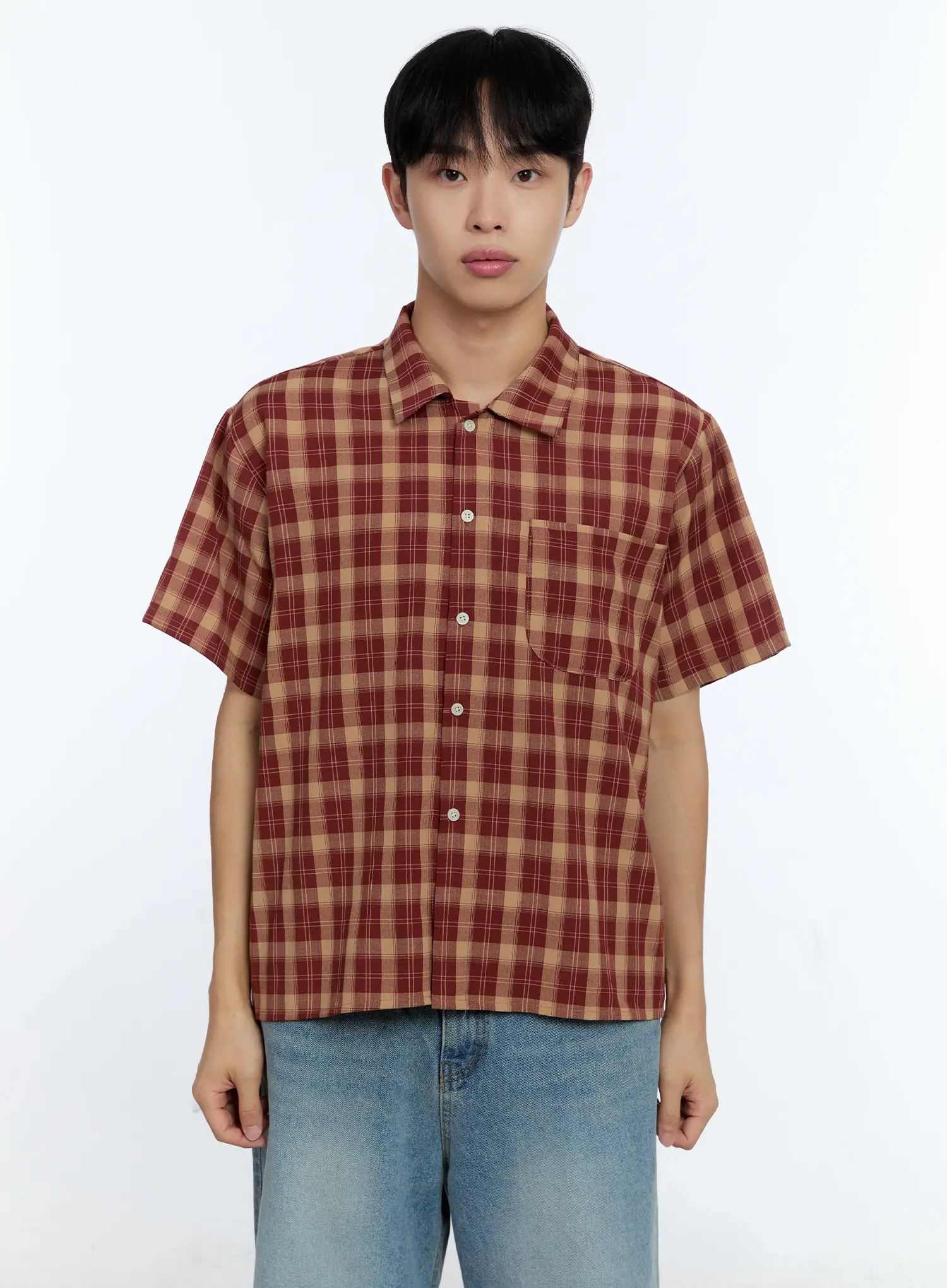 Men's Plaid Short Sleeve Shirt IG519 - Image 12
