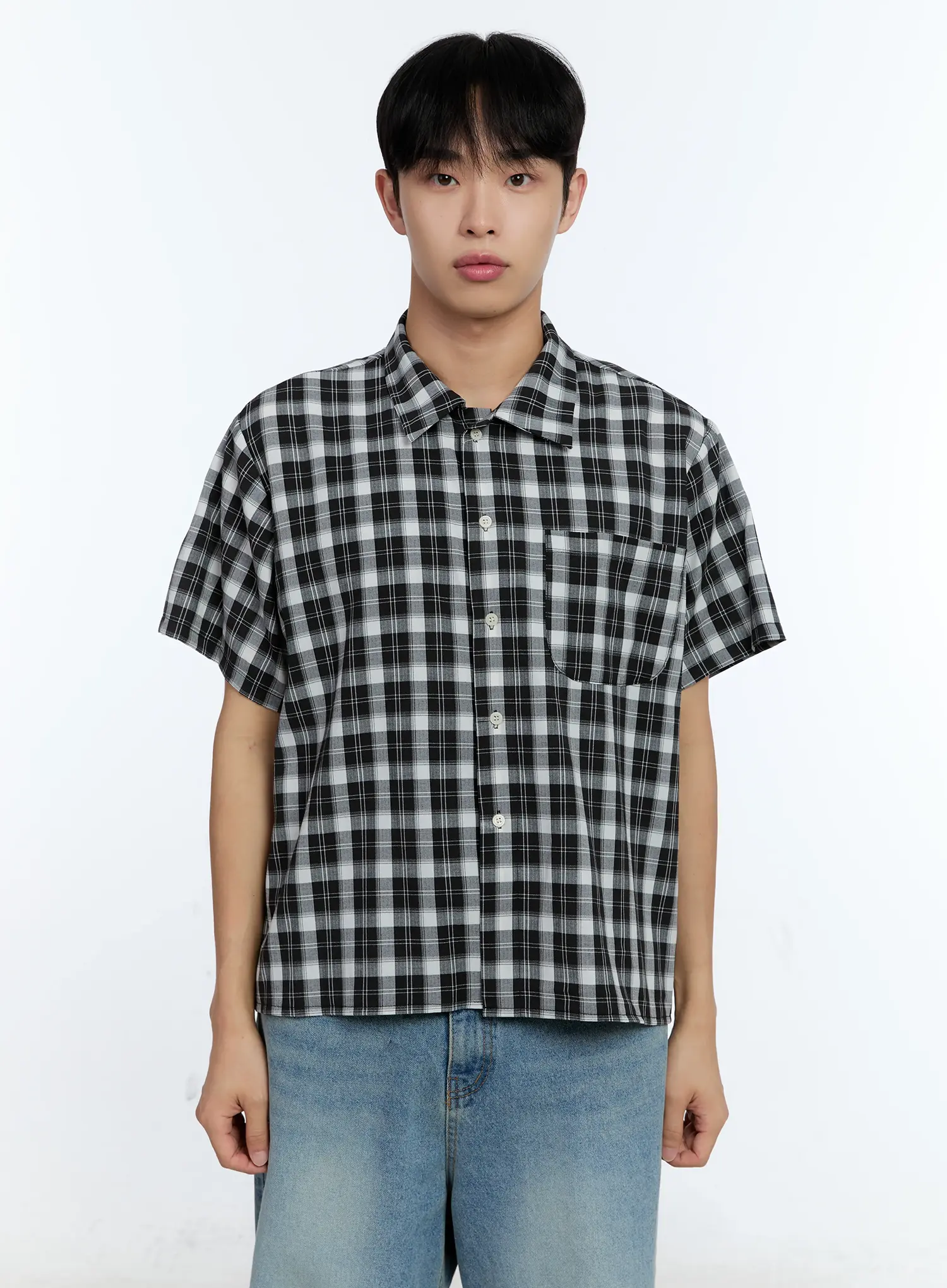 Men's Plaid Short Sleeve Shirt IG519 - Image 13