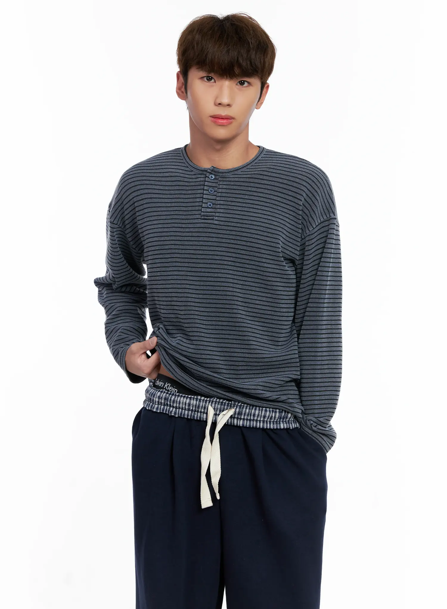 Men's Plaid Waistband Sweatpants IO502 - Image 3
