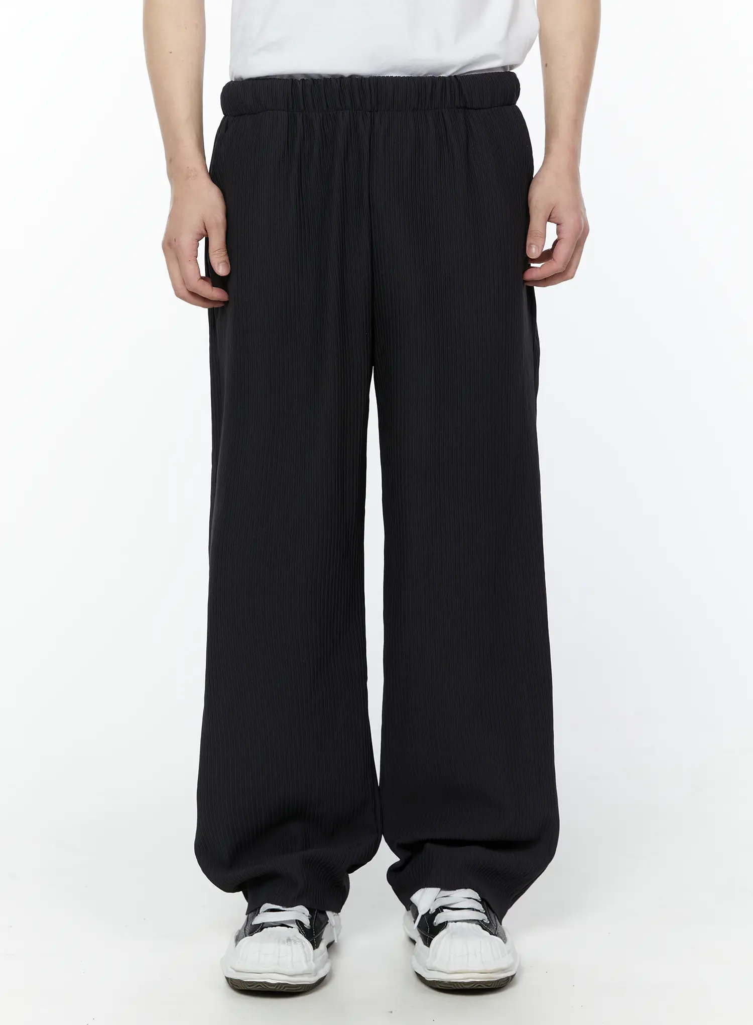 Men's Pleated Wide Leg Pants (Dark Gray) IY504