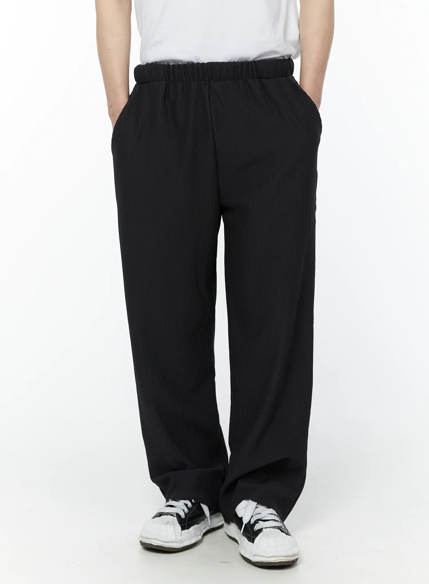 Men's Pleated Wide Leg Pants (Dark Gray) IY504 - Image 3
