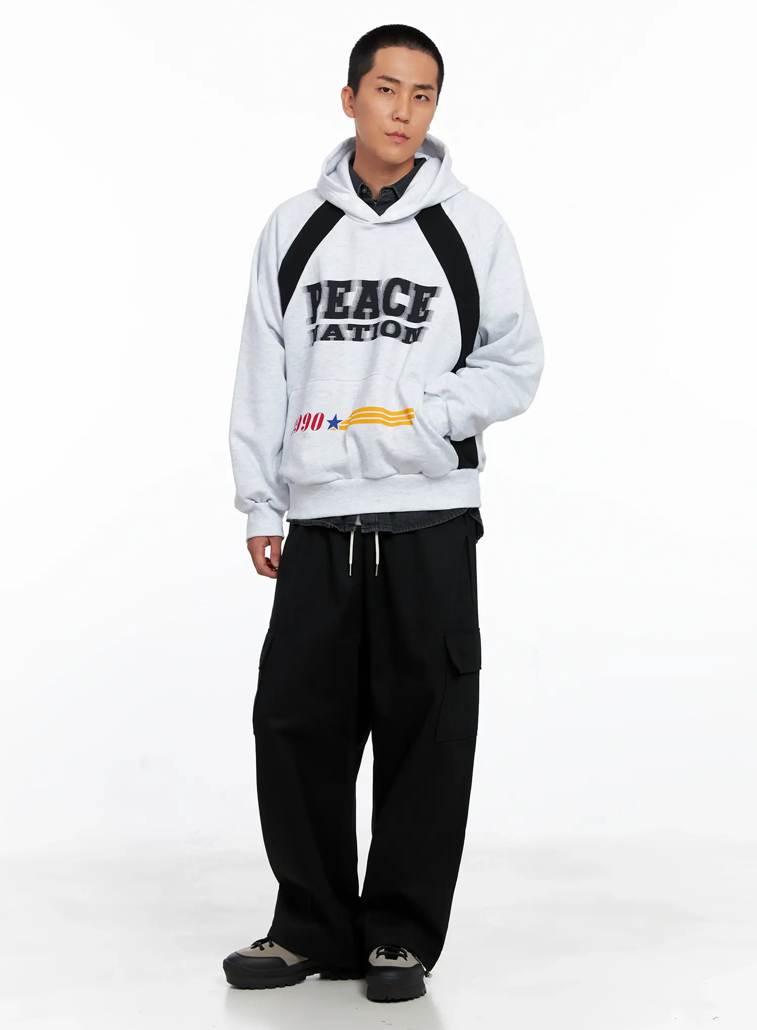 Men's Raglan Graphic High Neck Hoodie IS510 - Image 2