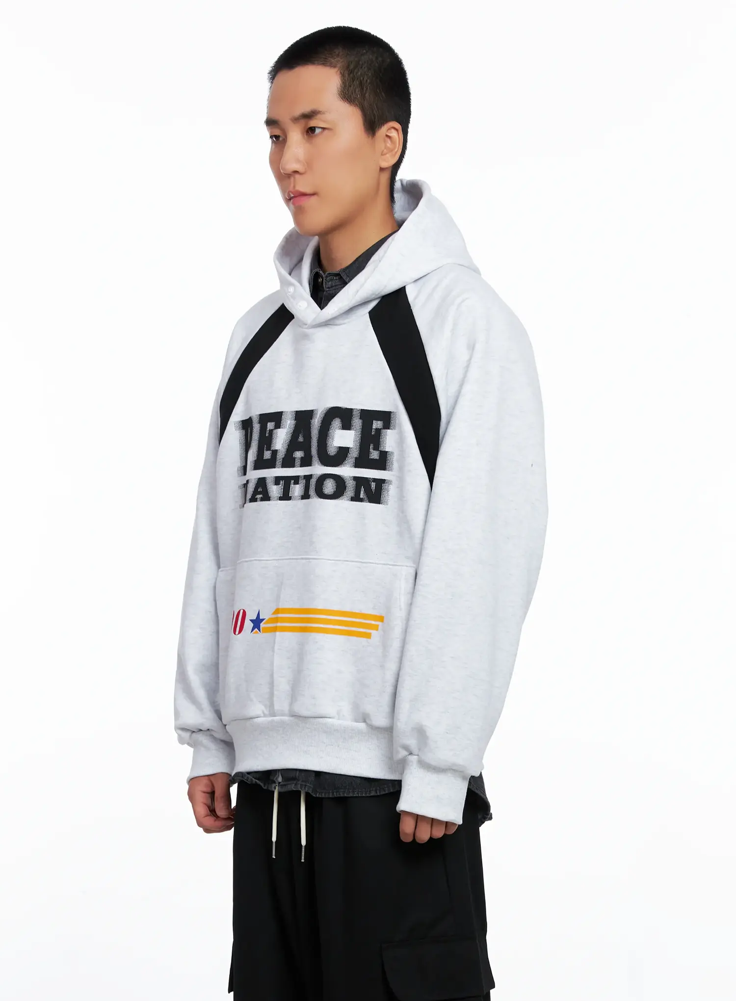 Men's Raglan Graphic High Neck Hoodie IS510 - Image 4