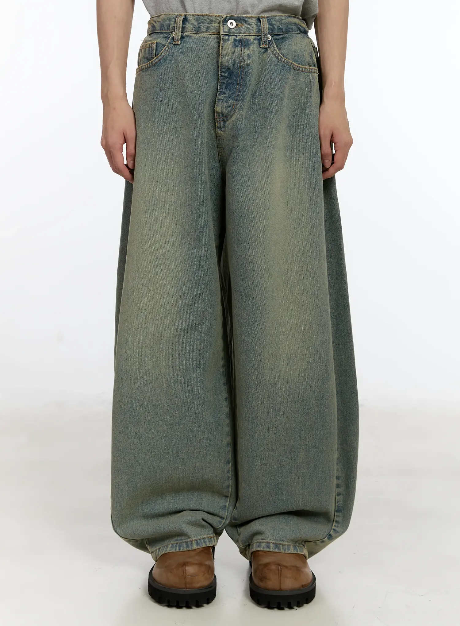 Men's Relaxed Fit Wide-Leg Jeans (Blue) ID502