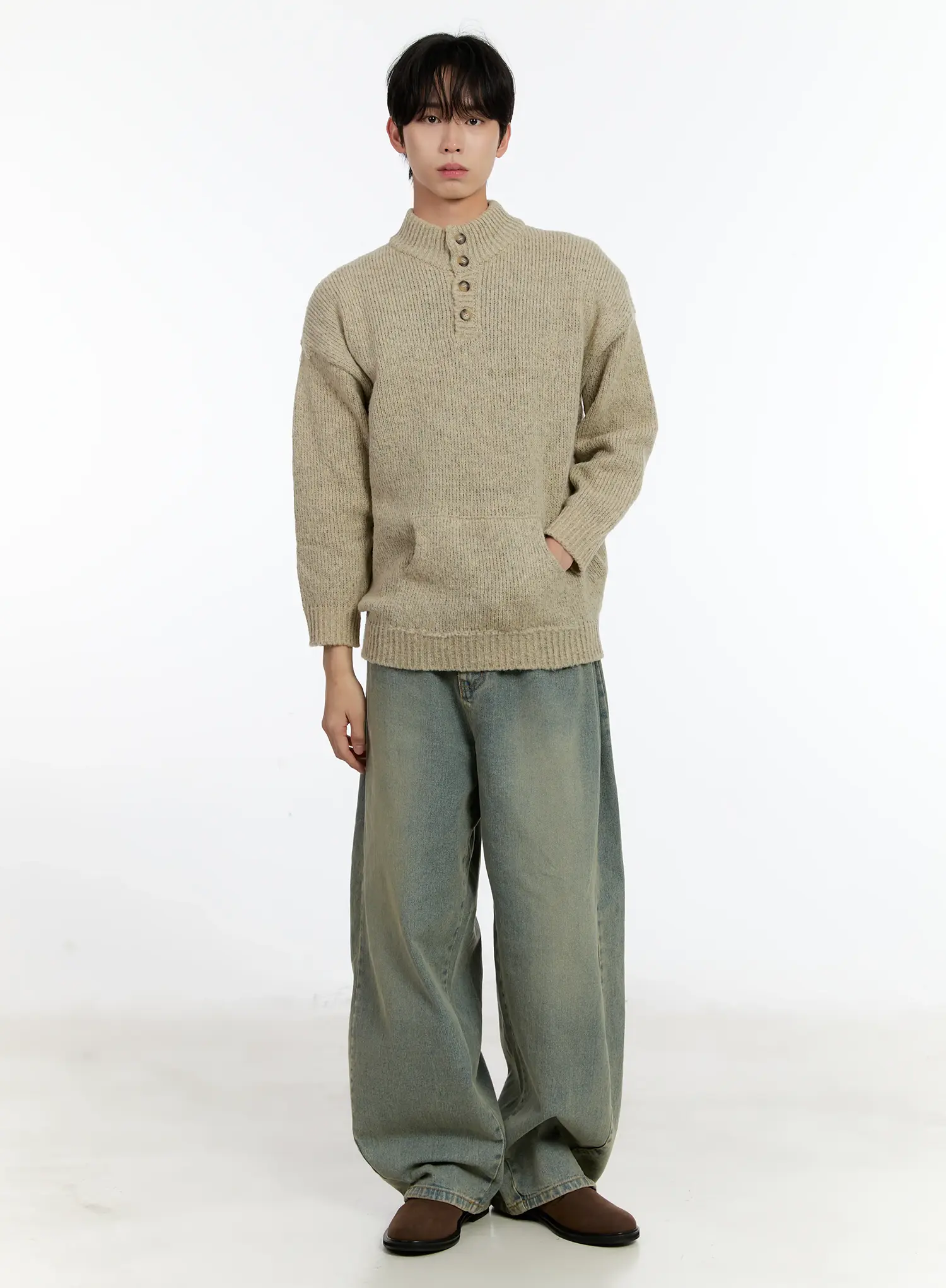 Men's Relaxed Fit Wide-Leg Jeans (Blue) ID502 - Image 10