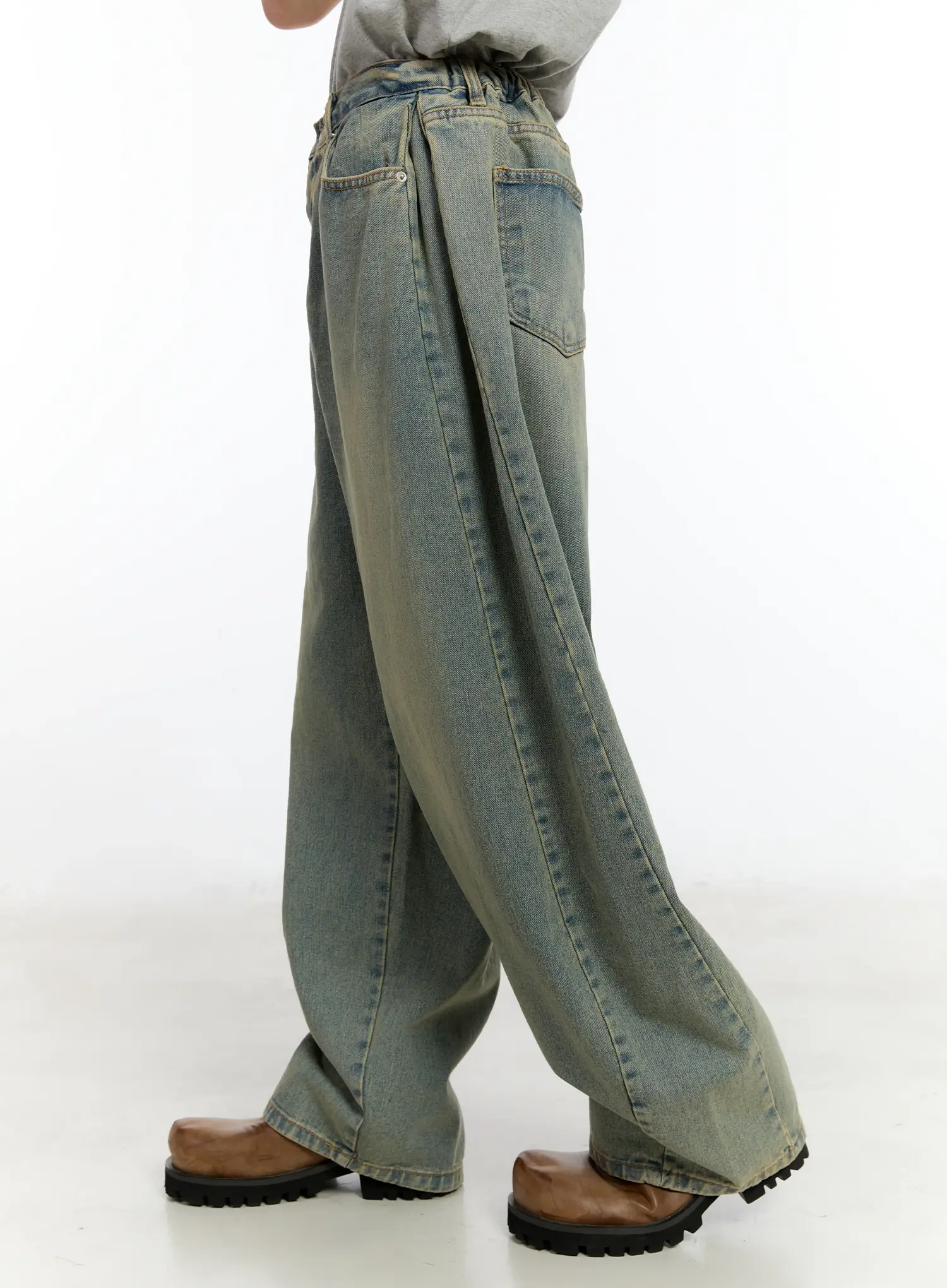 Men's Relaxed Fit Wide-Leg Jeans (Blue) ID502 - Image 2