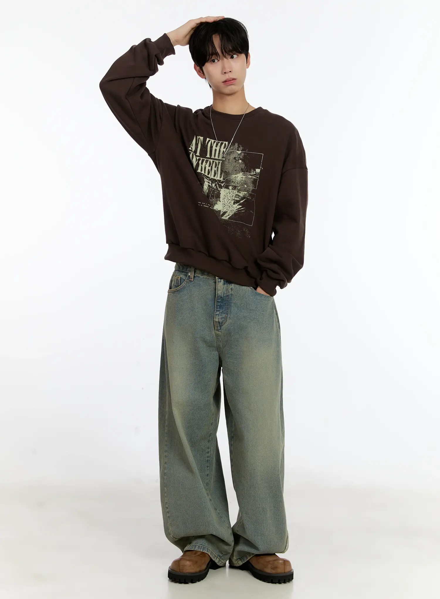 Men's Relaxed Fit Wide-Leg Jeans (Blue) ID502 - Image 3