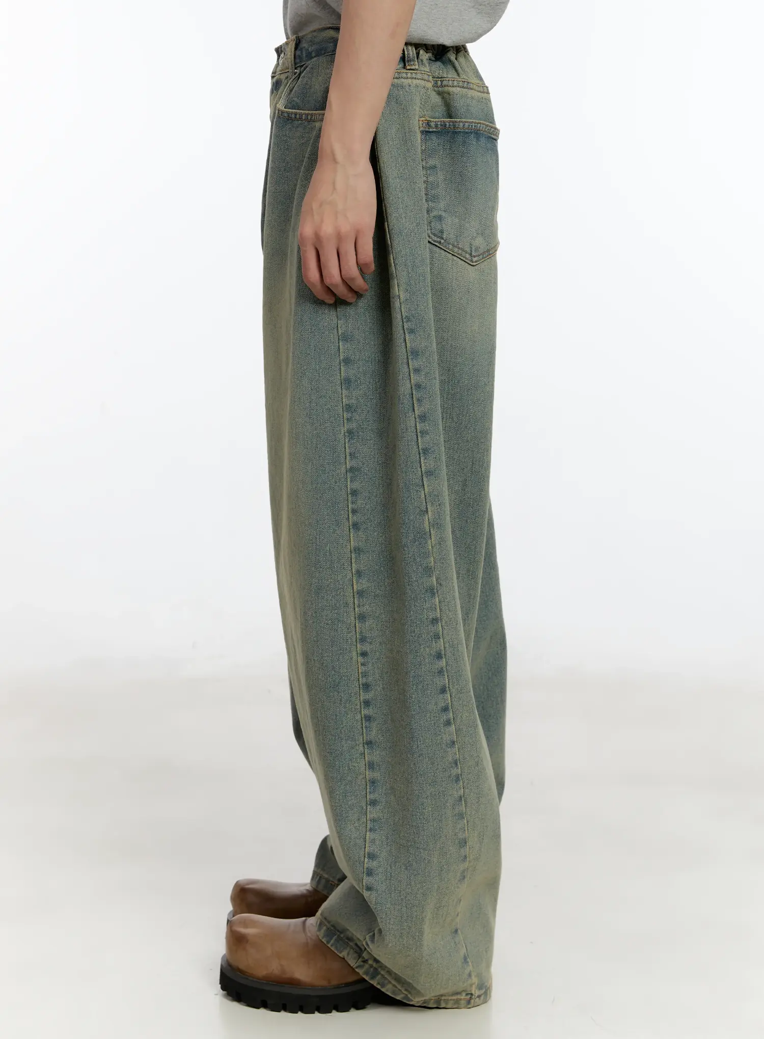 Men's Relaxed Fit Wide-Leg Jeans (Blue) ID502 - Image 6
