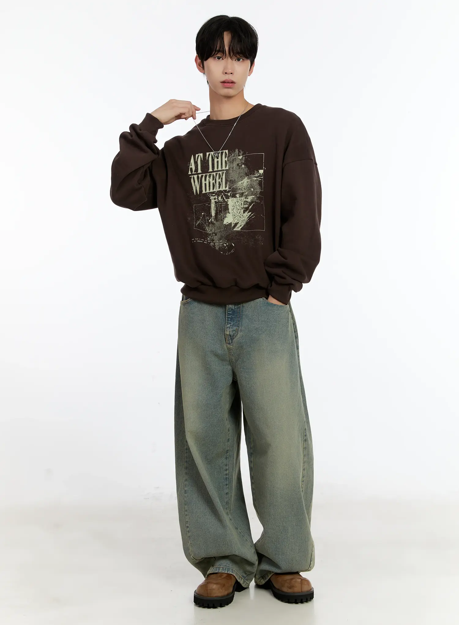 Men's Relaxed Fit Wide-Leg Jeans (Blue) ID502 - Image 9