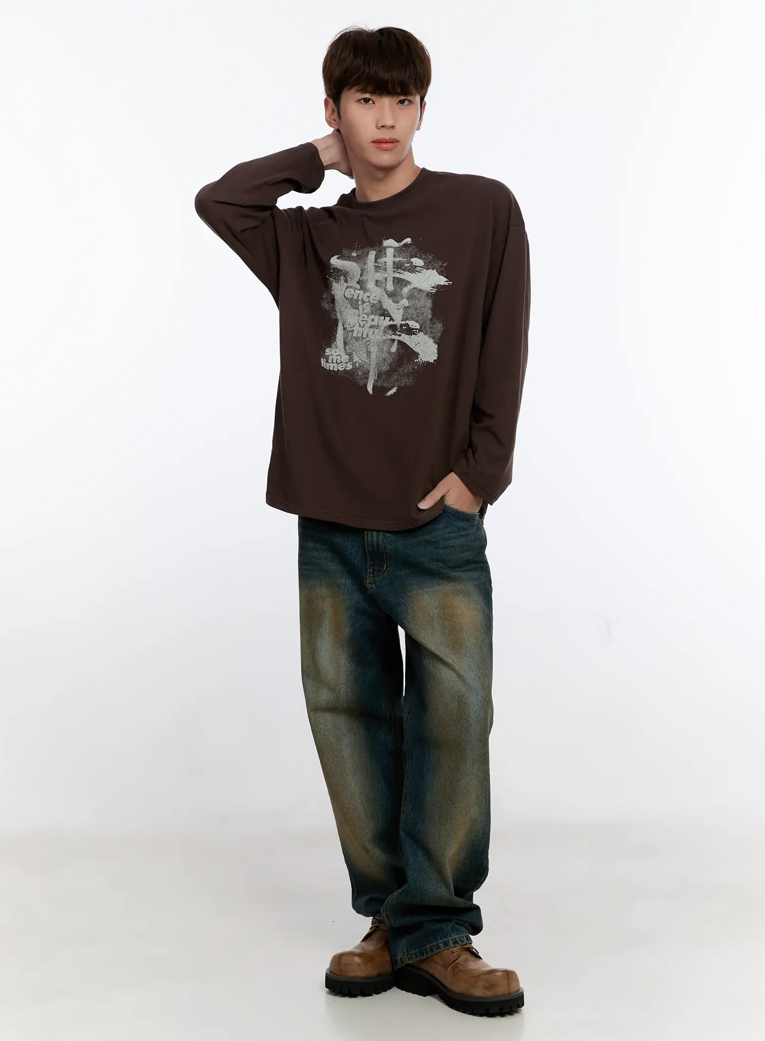 Men's Retro Print Long Sleeve Tee IS530 - Image 2