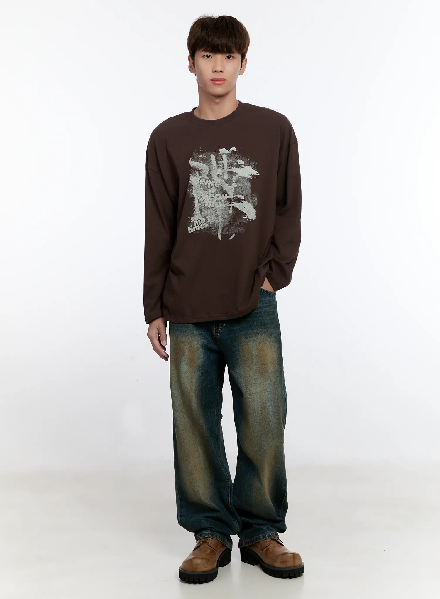 Men's Retro Print Long Sleeve Tee IS530 - Image 7