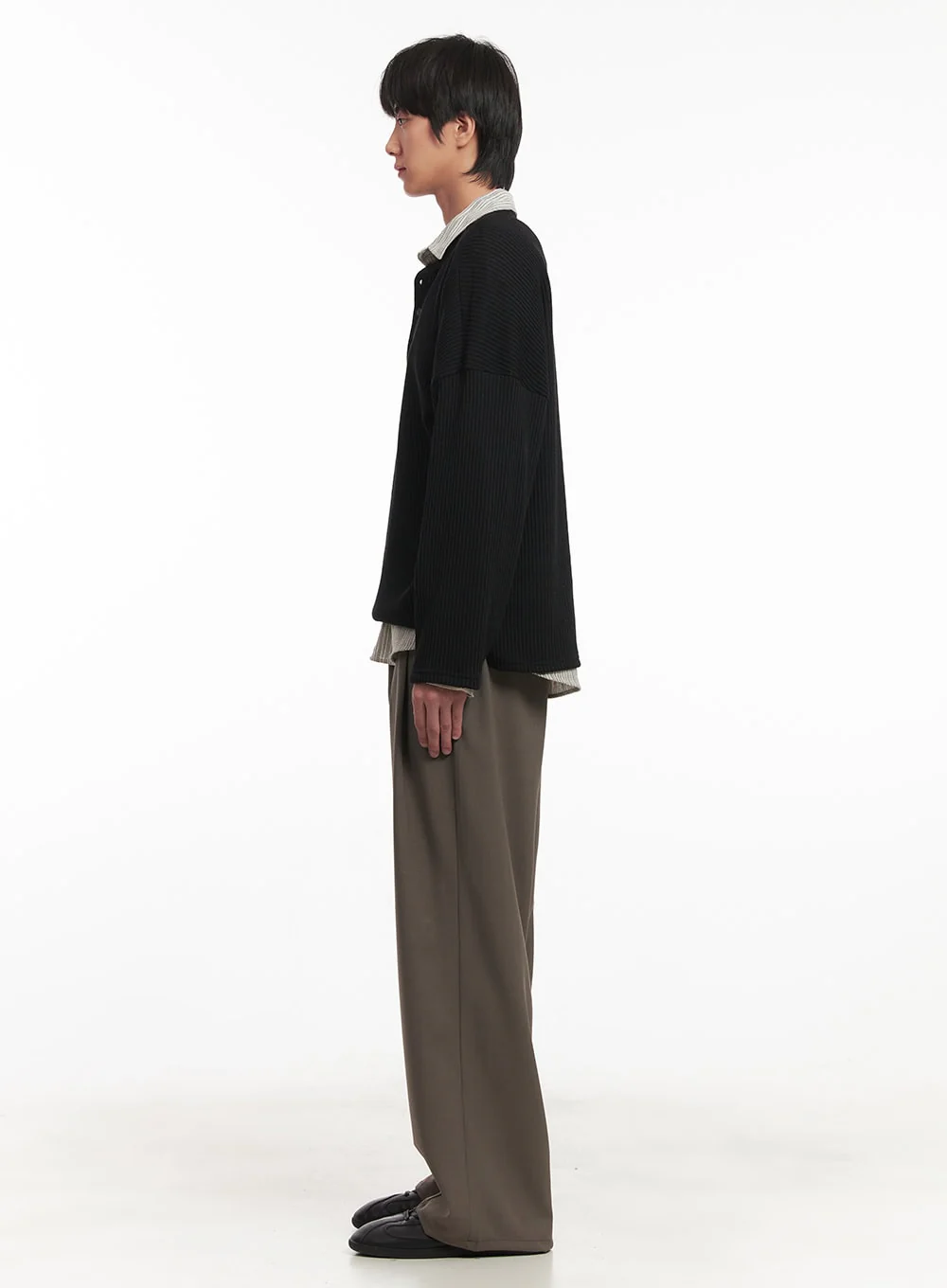 Men's Ribbed Buttoned Long-Sleeve Shirt IA510 - Image 7