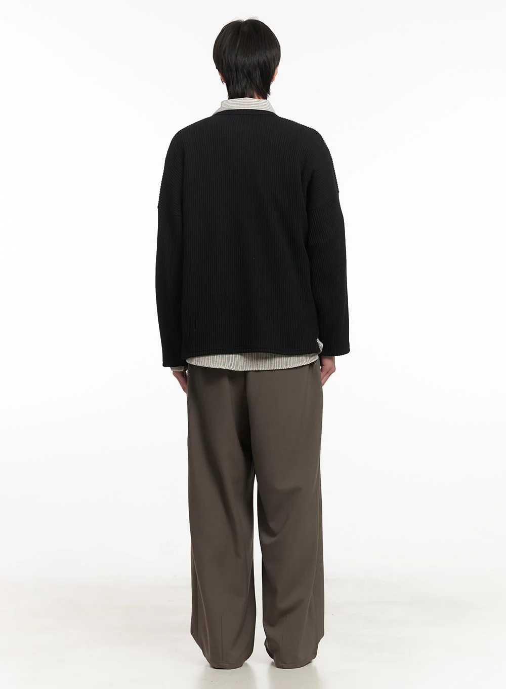 Men's Ribbed Buttoned Long-Sleeve Shirt IA510 - Image 8