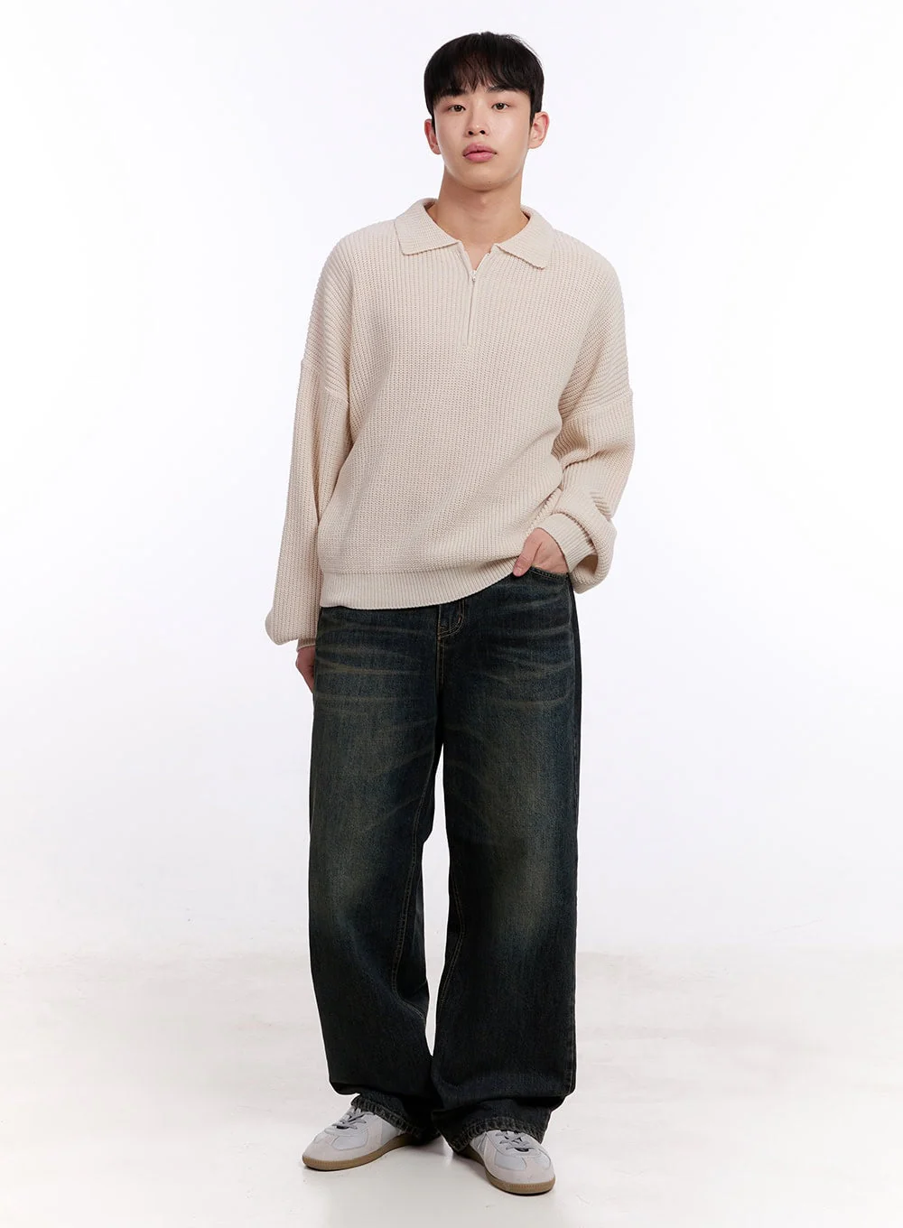Men's Ribbed Half-Zip Sweater IM512 - Image 2