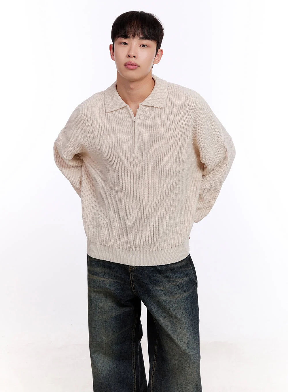 Men's Ribbed Half-Zip Sweater IM512 - Image 6