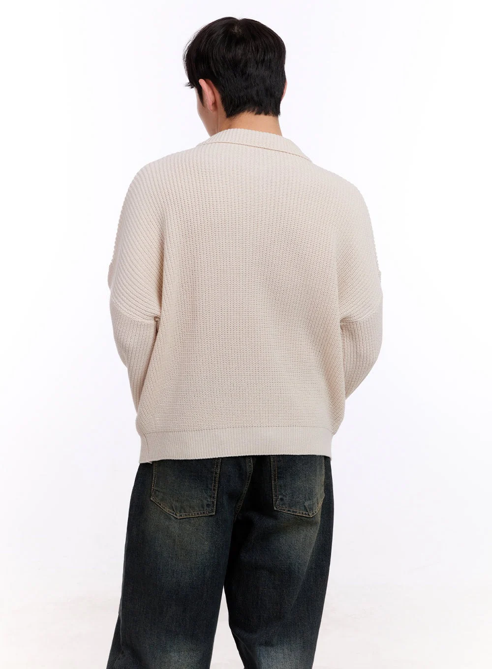 Men's Ribbed Half-Zip Sweater IM512 - Image 8