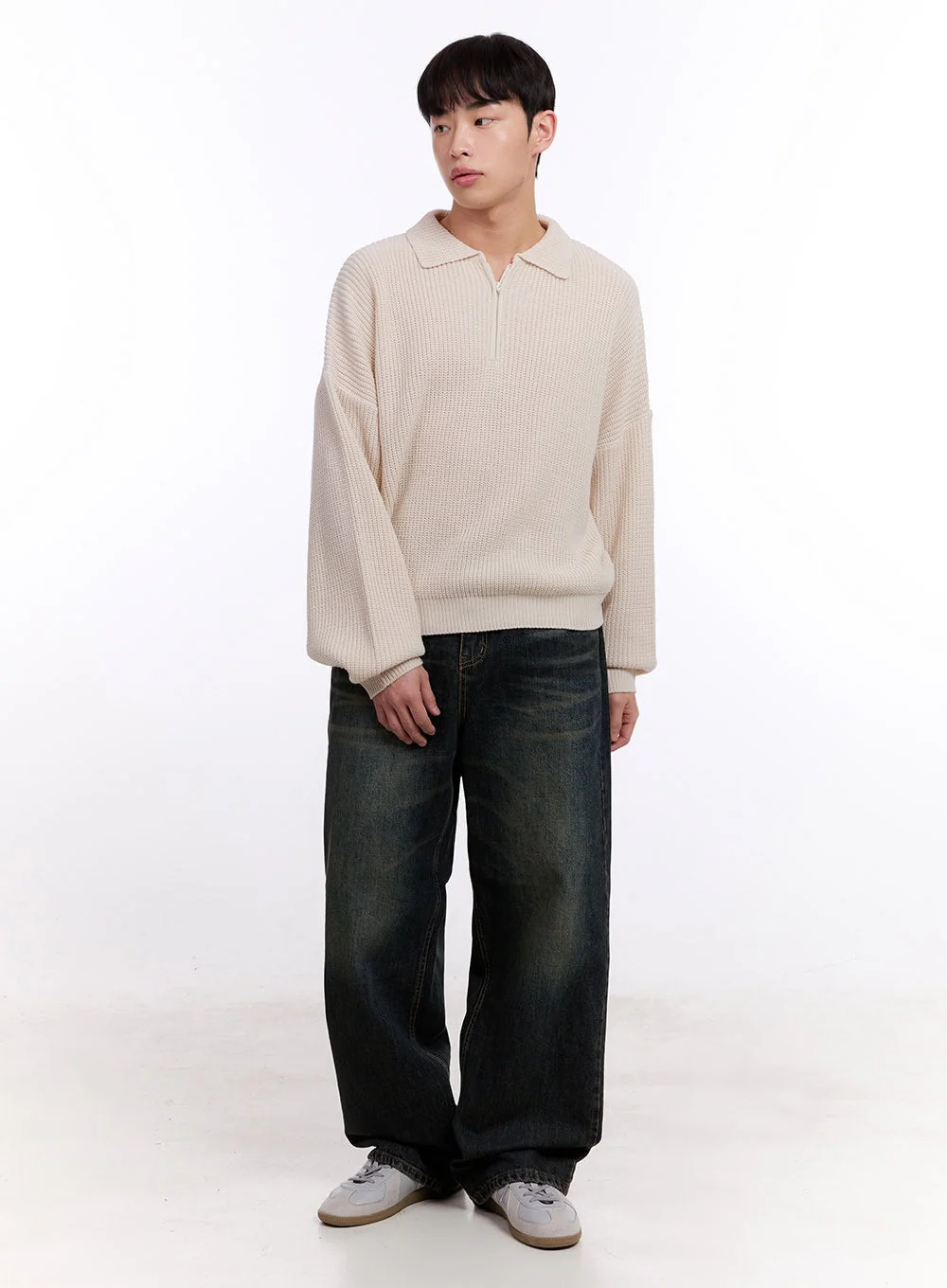 Men's Ribbed Half-Zip Sweater IM512 - Image 9