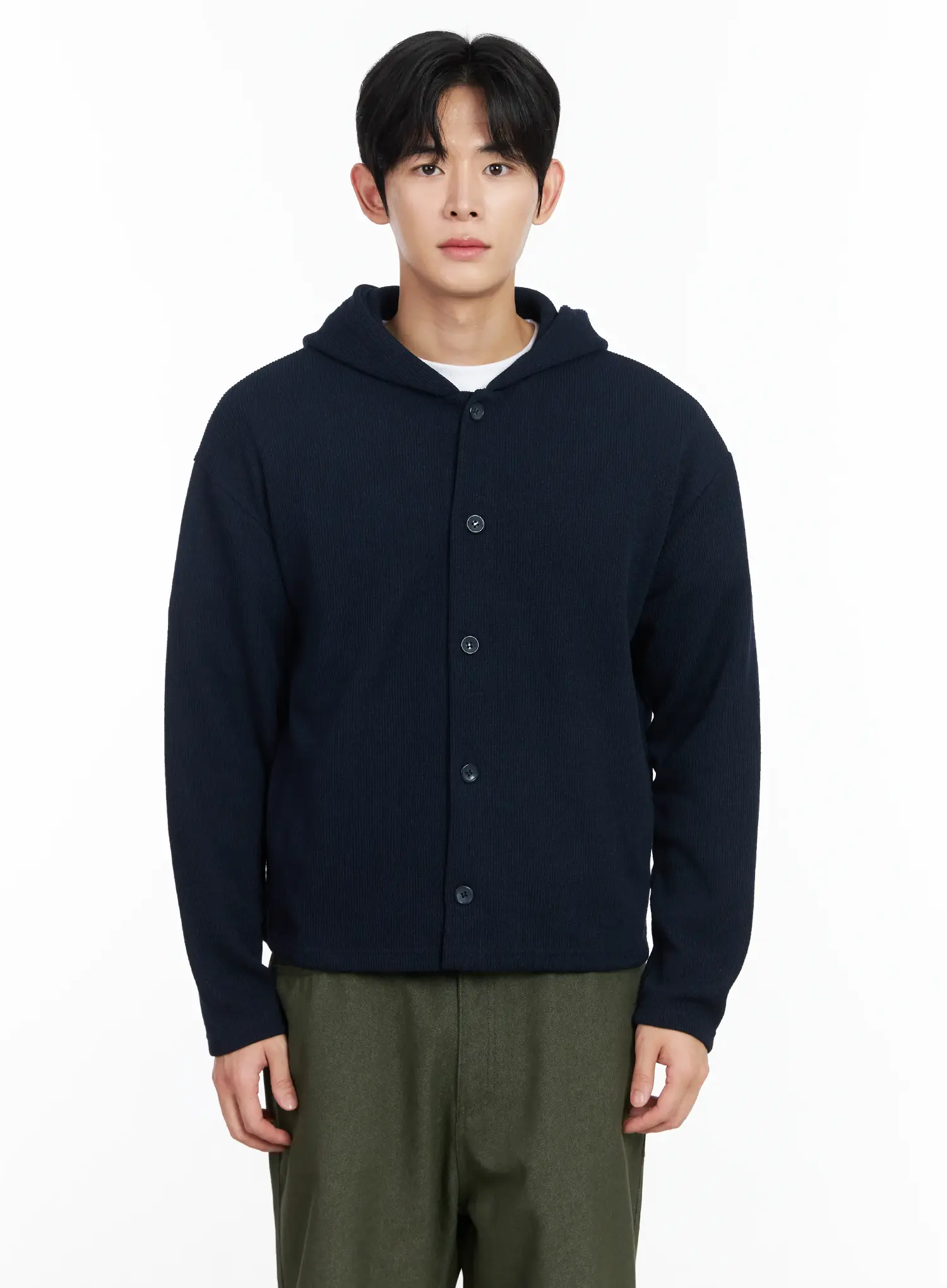 Men's Ribbed Knit Hooded Cardigan IM518 - Image 10