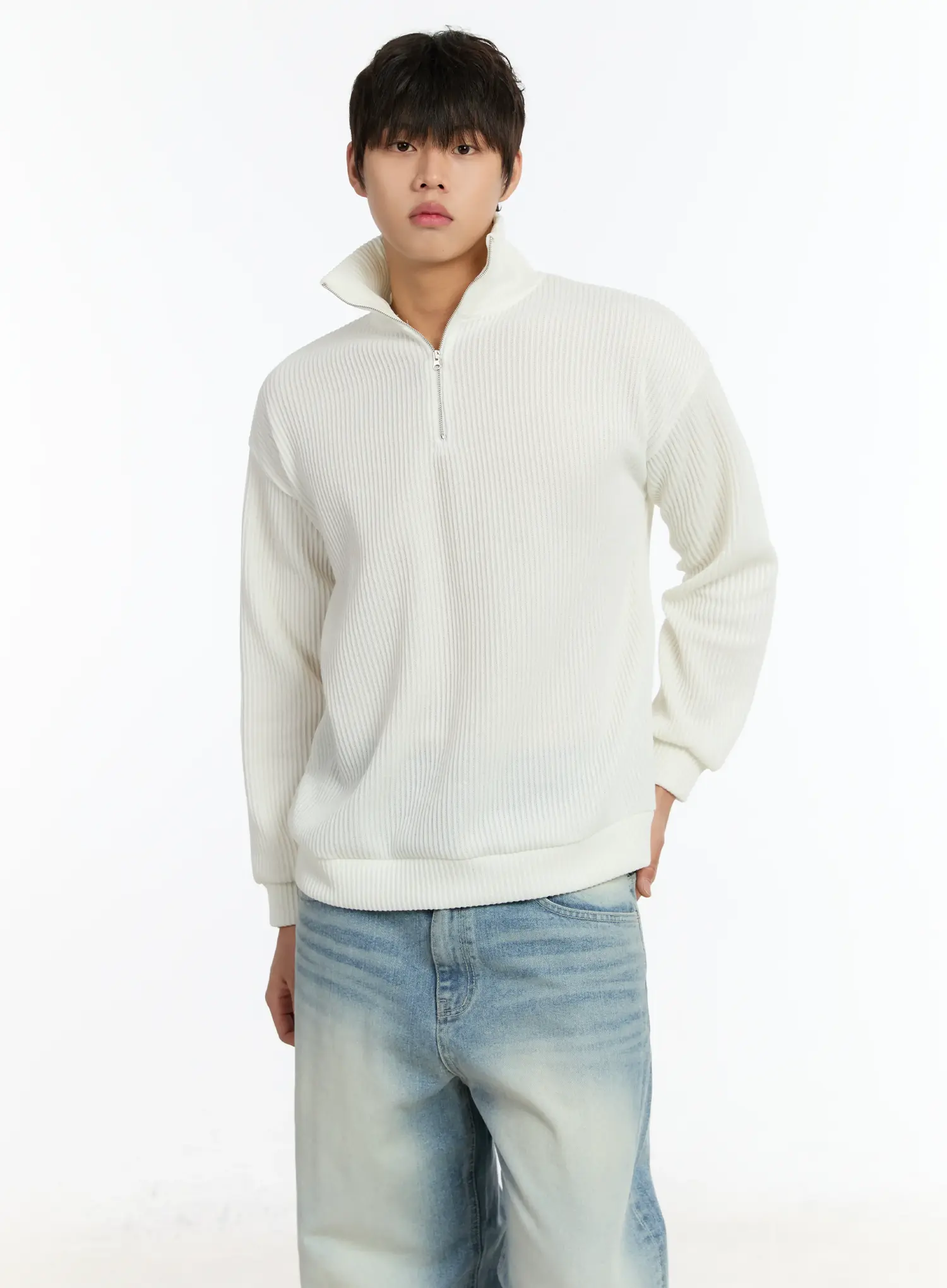 Men's Ribbed Knit Pullover IM503 - Image 2