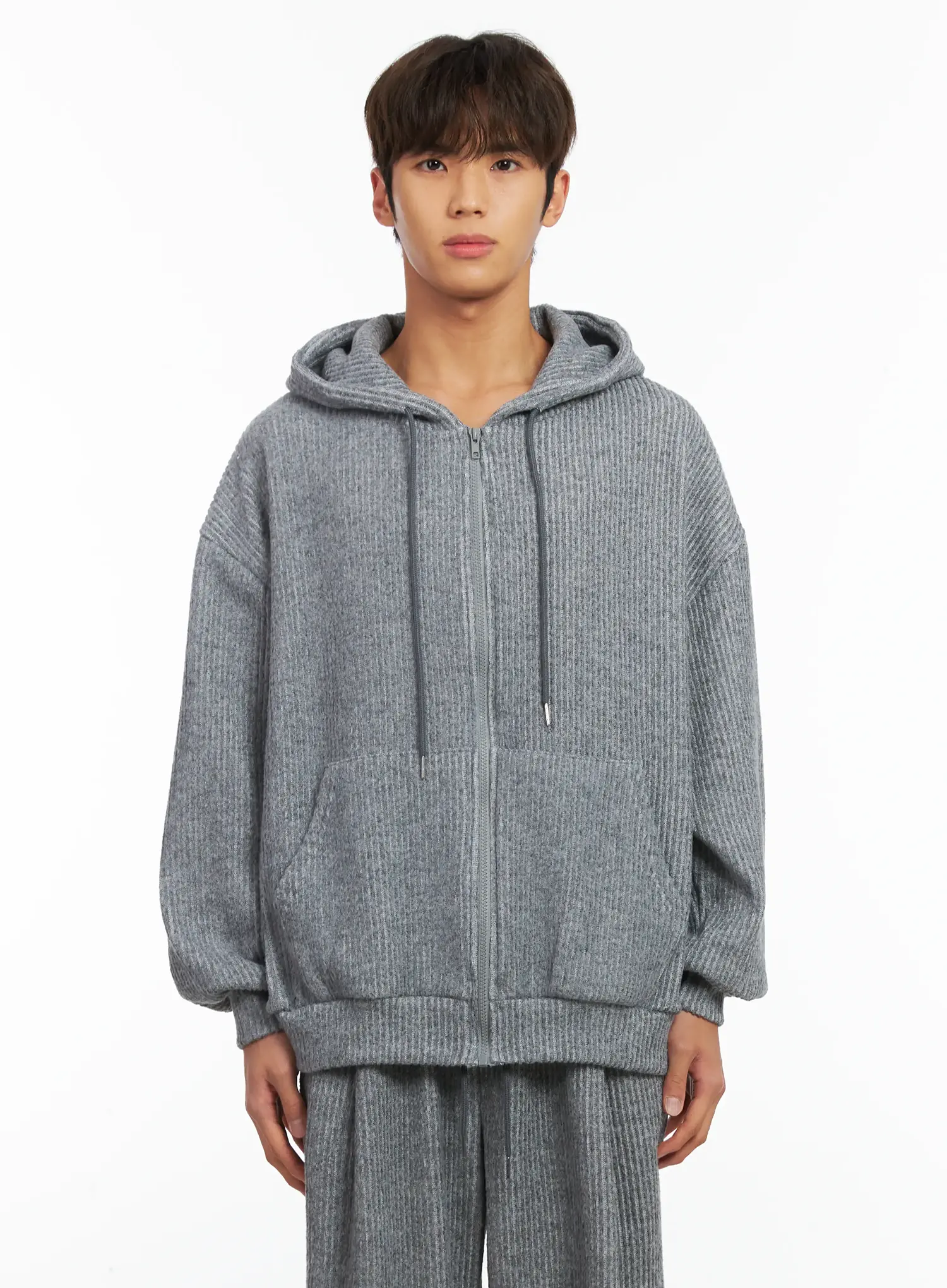 Men's Ribbed Zip-Up Hoodie ID511 - Image 11