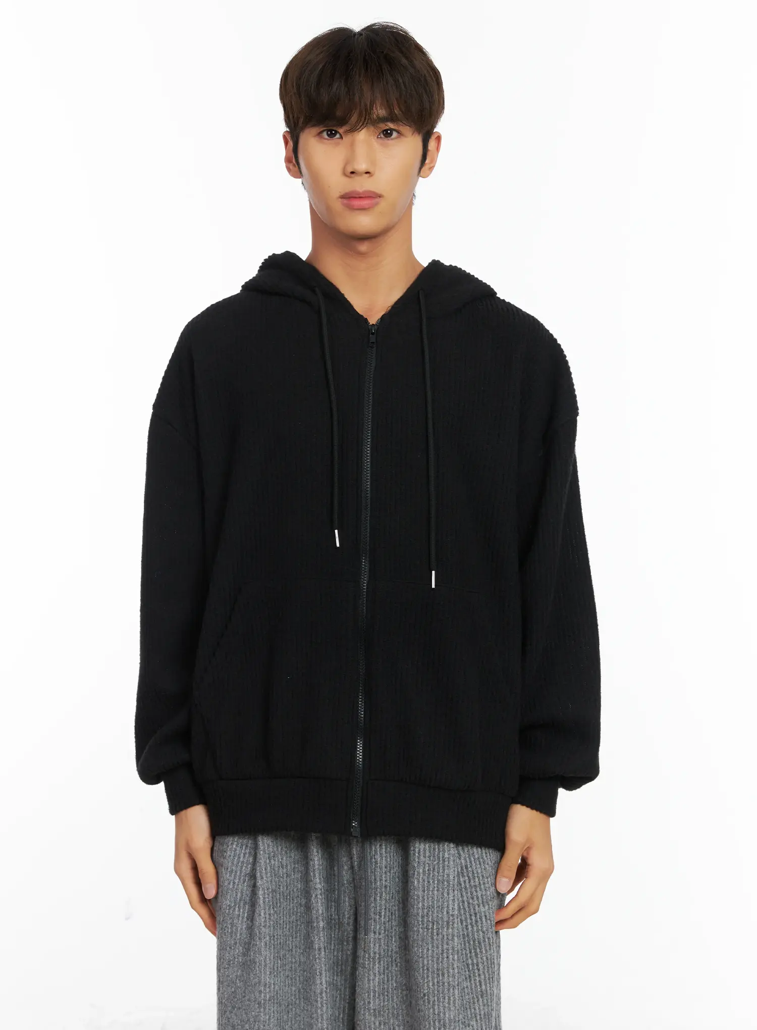 Men's Ribbed Zip-Up Hoodie ID511 - Image 12