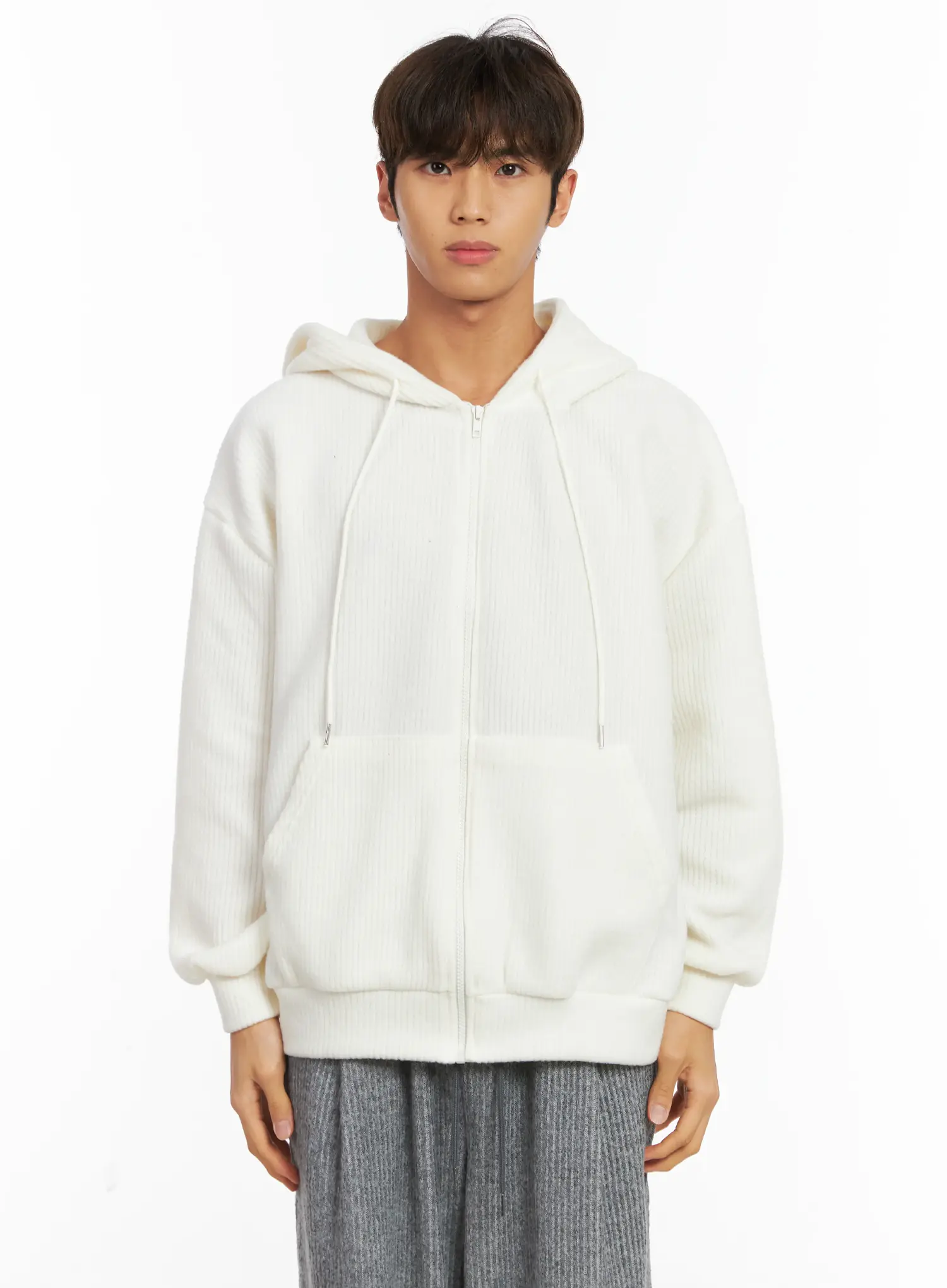 Men's Ribbed Zip-Up Hoodie ID511 - Image 14