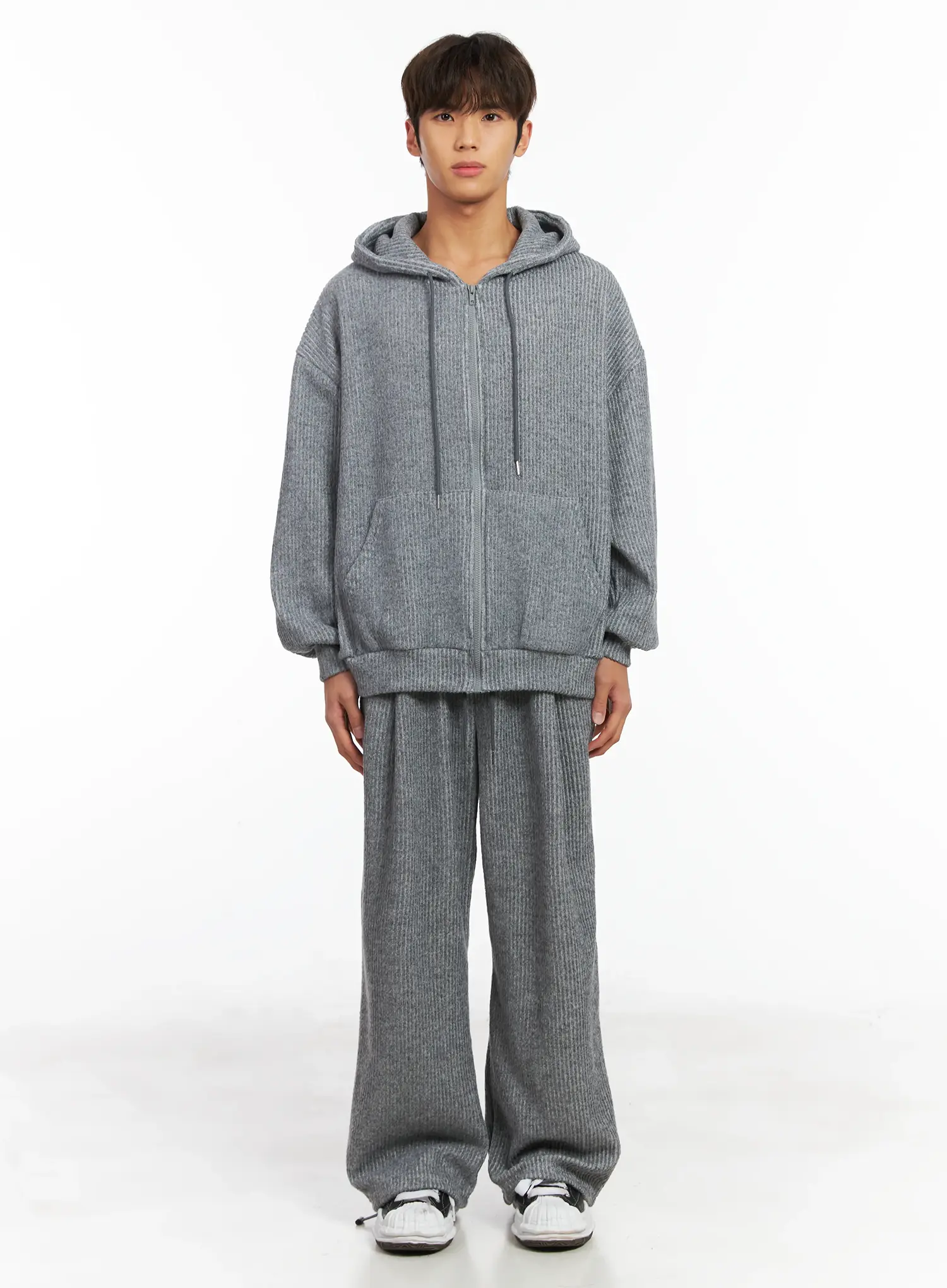 Men's Ribbed Zip-Up Hoodie ID511 - Image 3