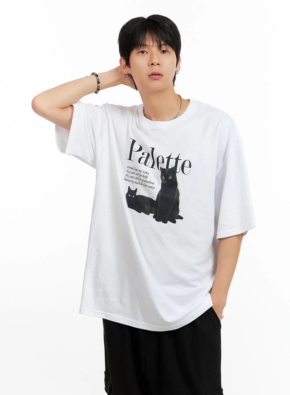 Men's Round Neck Graphic T-Shirt (White) IG402 - Image 3