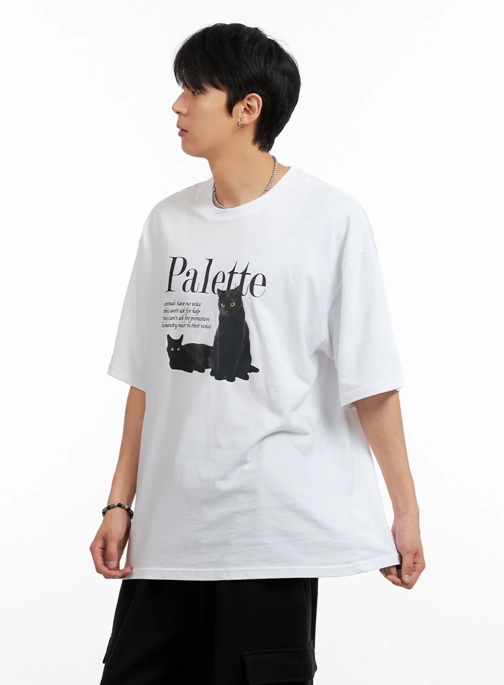 Men's Round Neck Graphic T-Shirt (White) IG402 - Image 4